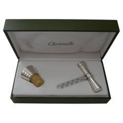 Vintage Christofle Cased Folio Corkscrew and Stopper