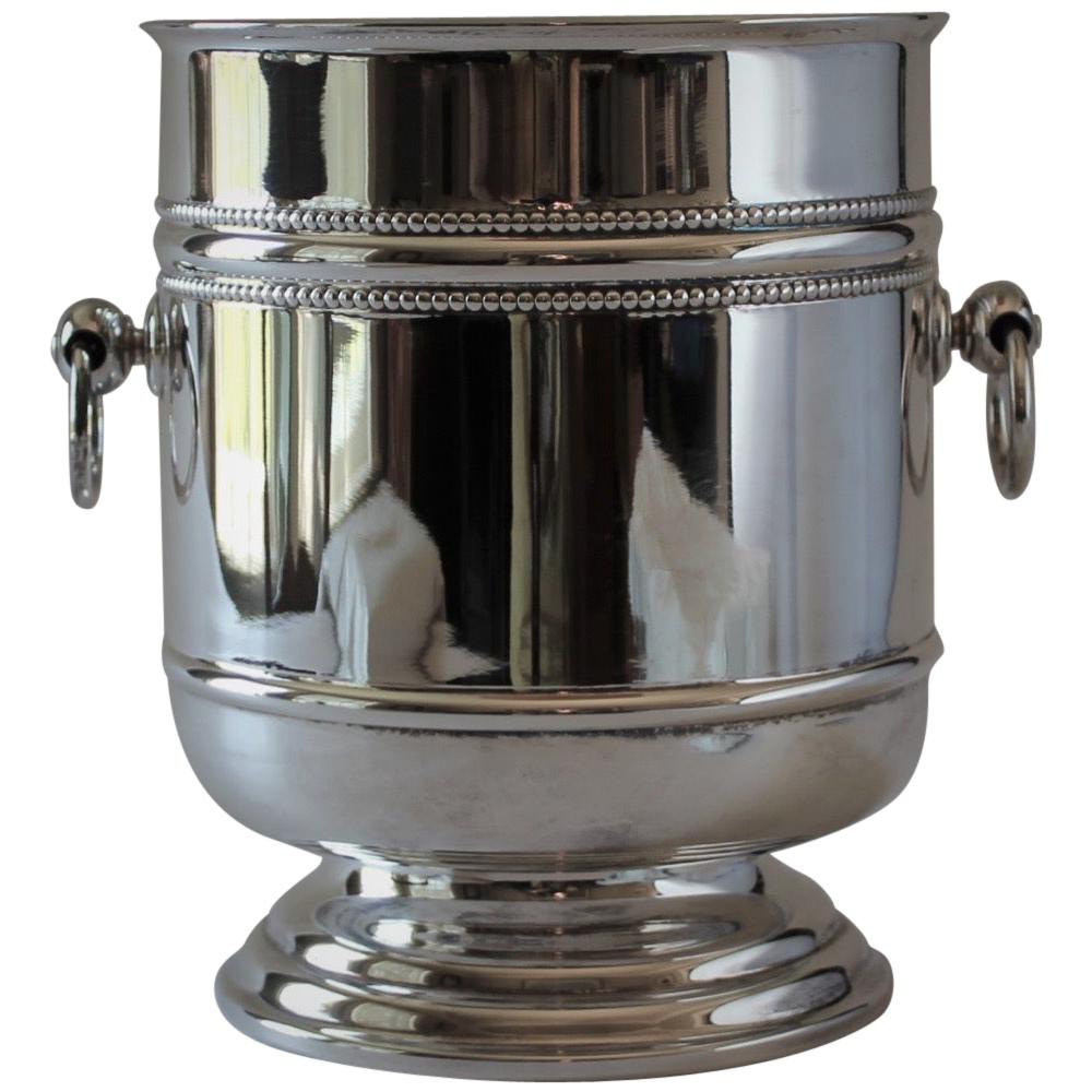 Vintage Christofle France Pattern Silver Plated "Perles" Champagne Bucket For Sale