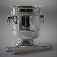 Vintage Christofle France Silver Plated "Perles" Ice Bucket with Tongs