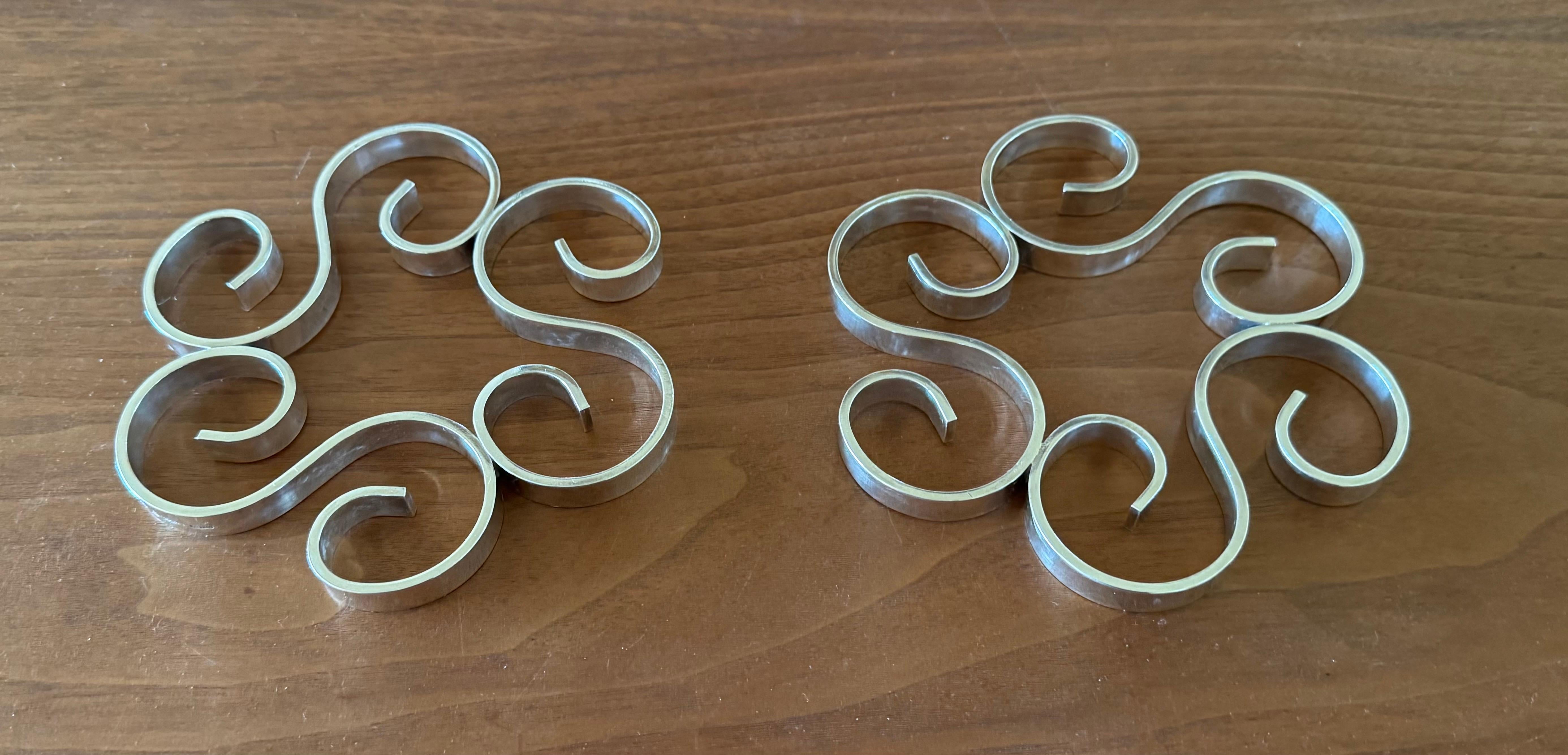 French Vintage Christofle Gallia Arabesque Trivet Pair, Made in France For Sale