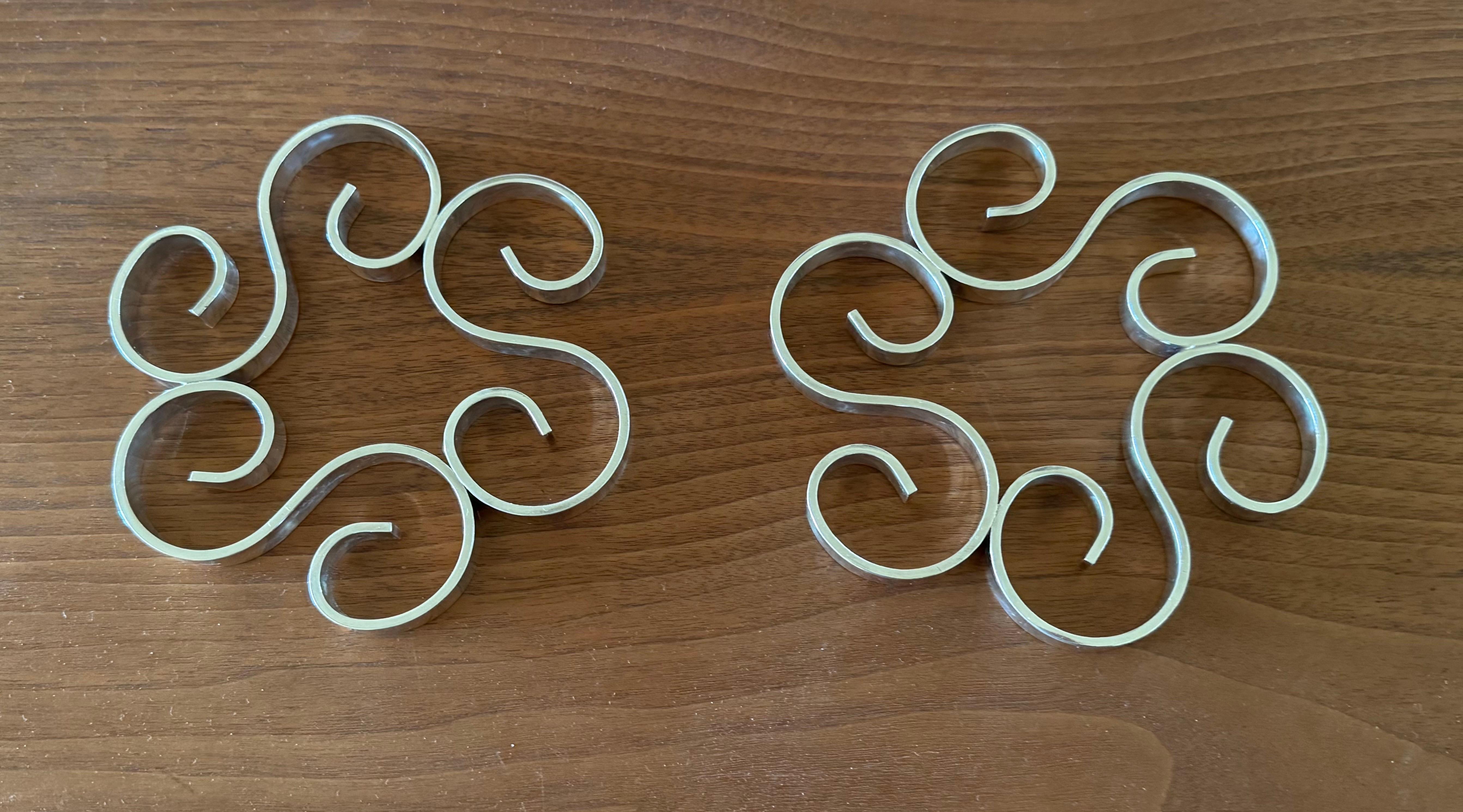 20th Century Vintage Christofle Gallia Arabesque Trivet Pair, Made in France For Sale