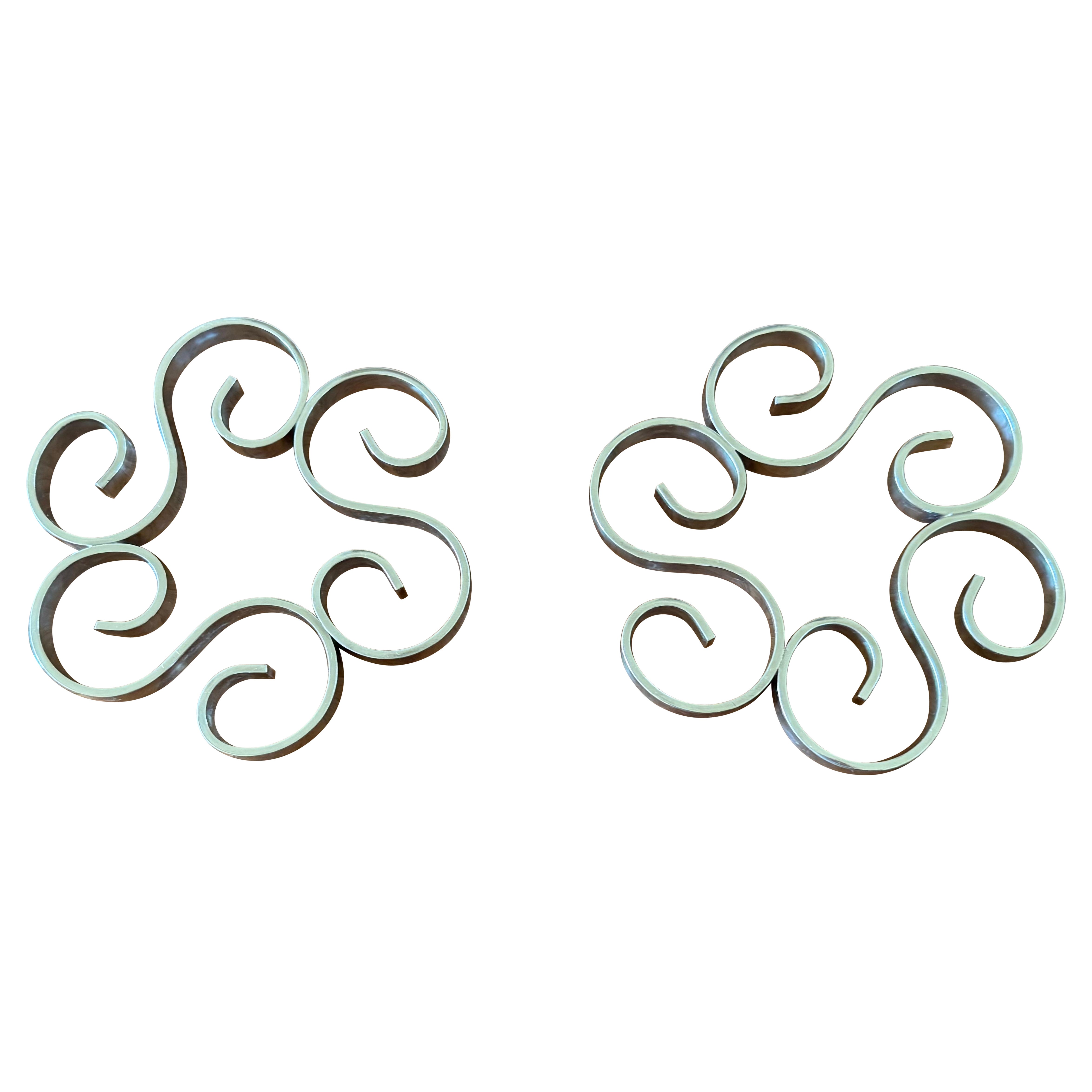 Vintage Christofle Gallia Arabesque Trivet Pair, Made in France