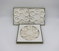 Vintage Christofle Gallia Art Deco Arabesque Trivet Set from France