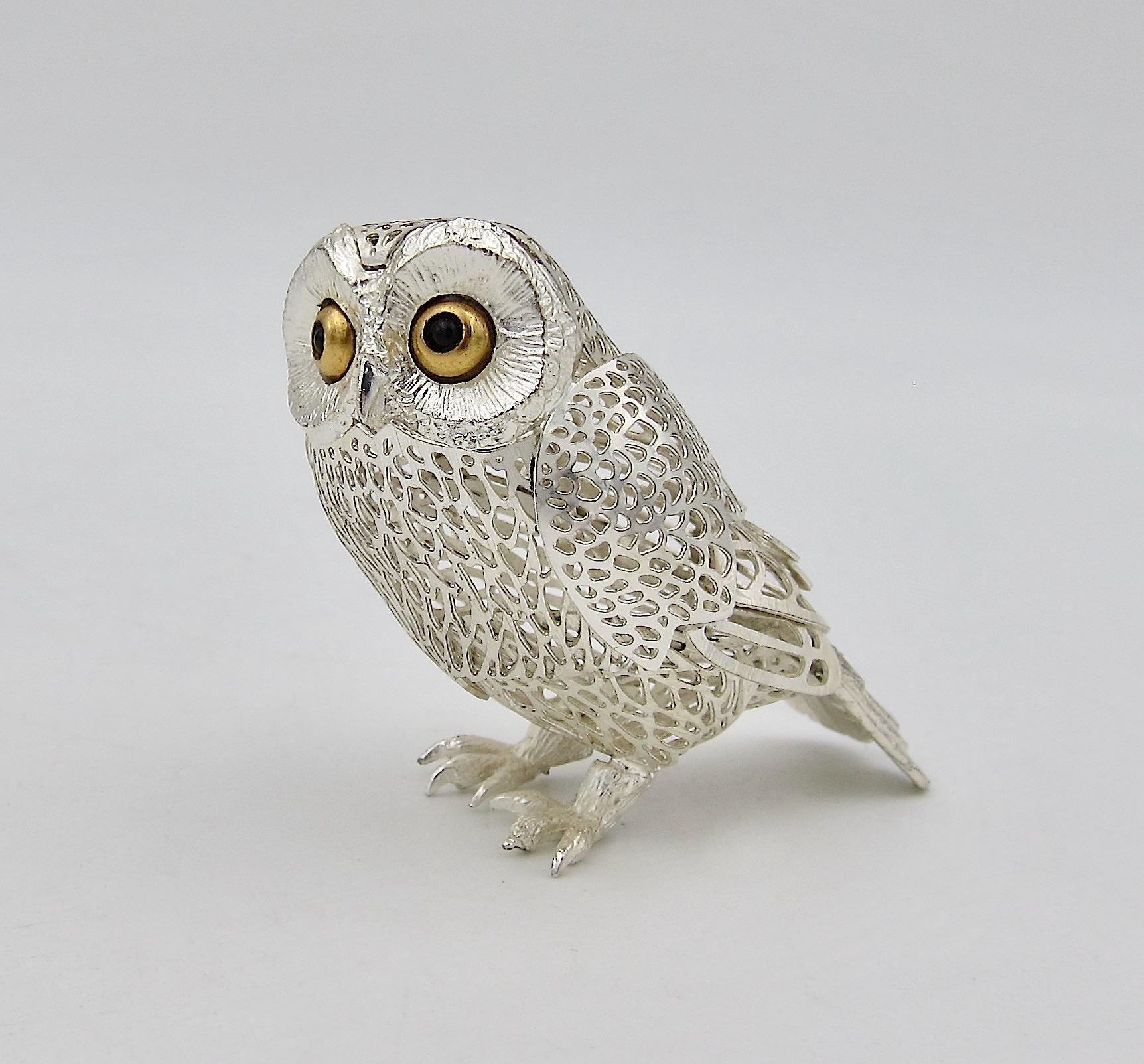 French Vintage Christofle Lumiere D'Argent Owl in Silverplate