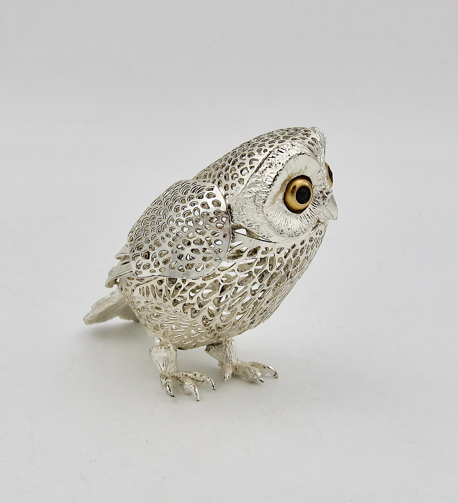 Silver Plate Vintage Christofle Lumiere D'Argent Owl in Silverplate