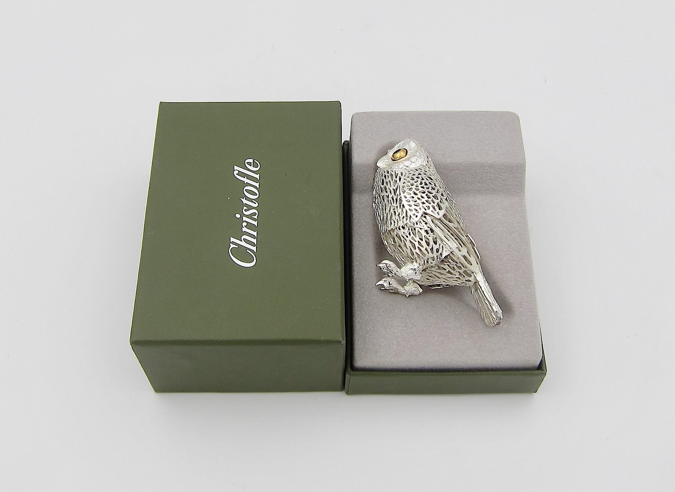 Vintage Christofle Lumiere D'Argent Owl in Silverplate 1