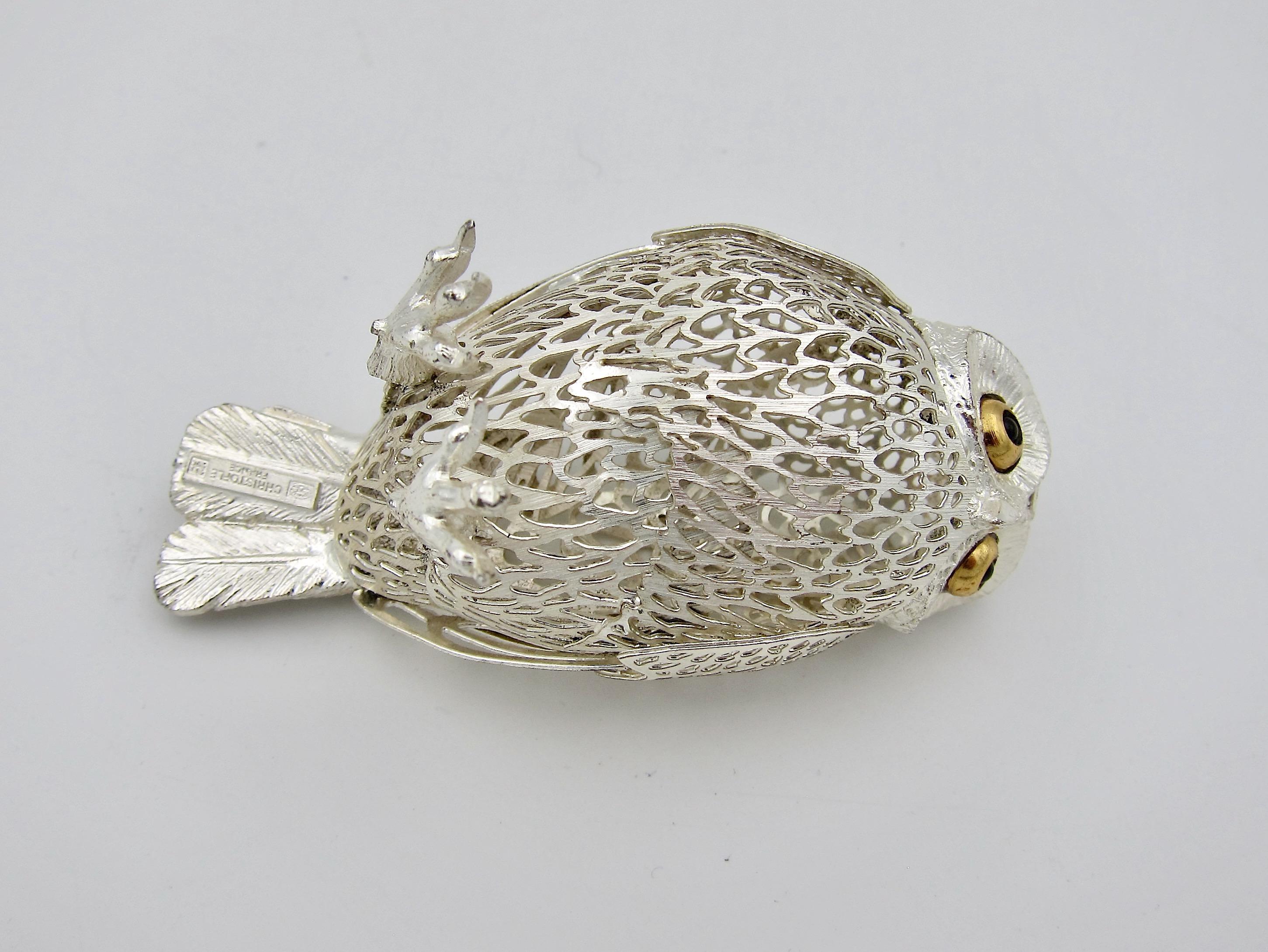 Vintage Christofle Lumiere D'Argent Owl in Silverplate 2