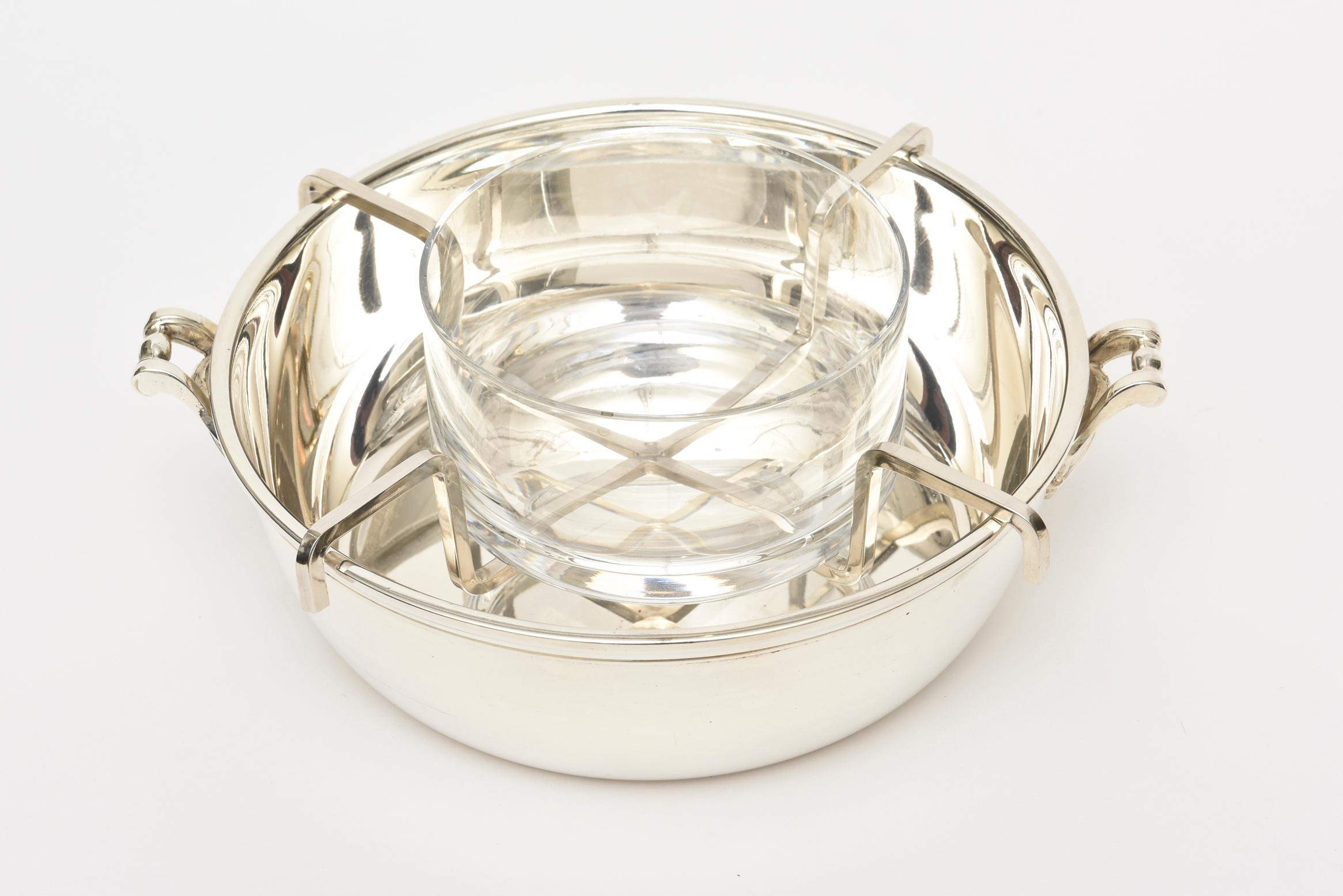 Modern Vintage Christofle Silver Plate Caviar Bowl or Barware