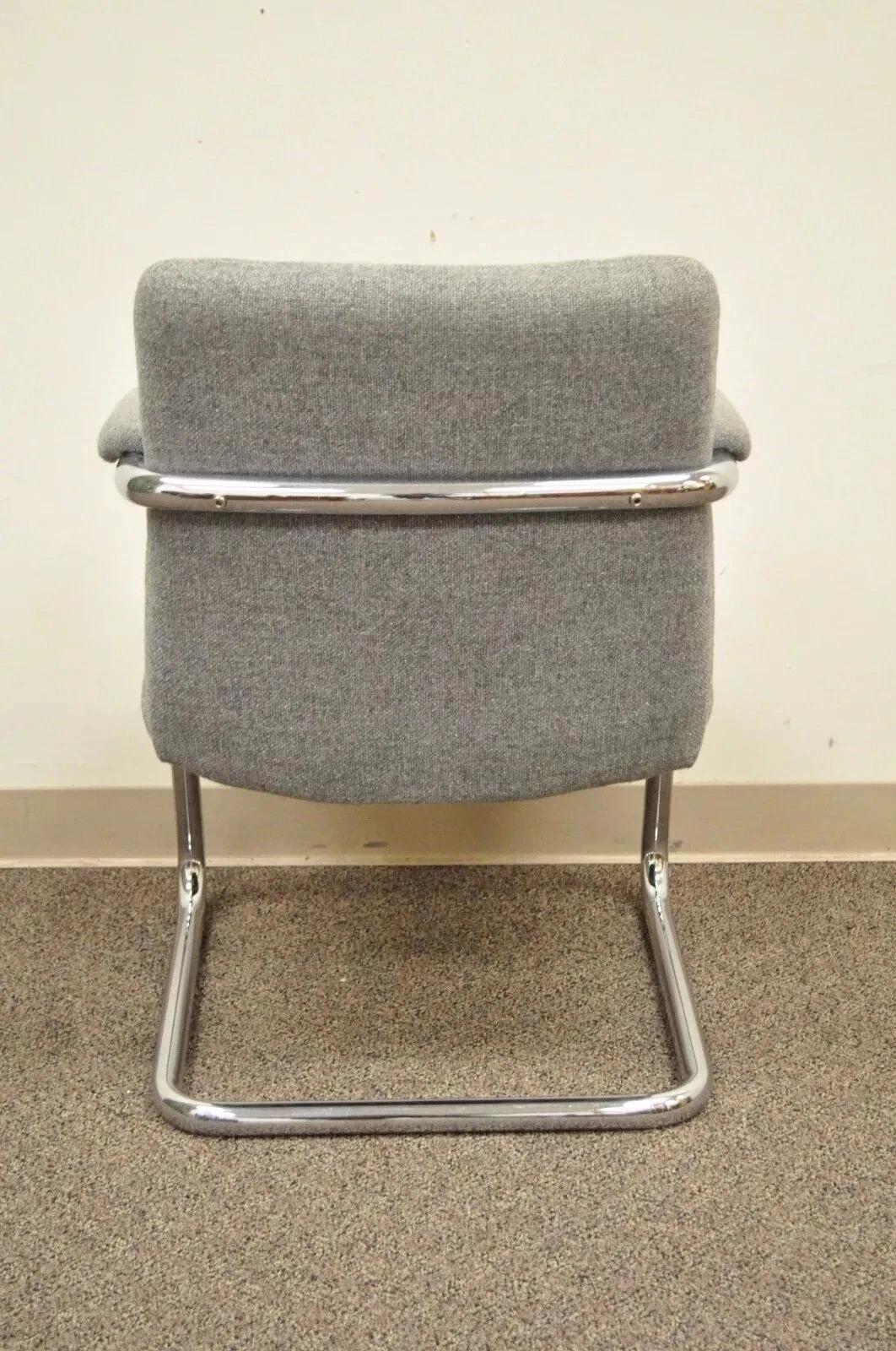 Inconnu Vintage Chromcraft Mid Century Modern Tubular Chrome Cantilever Lounge Arm Chair en vente