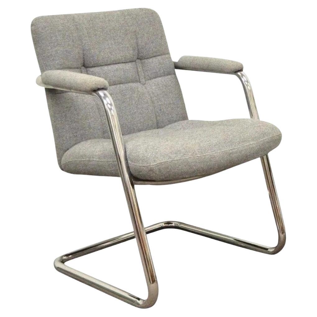 Vintage Chromcraft Mid Century Modern Tubular Chrome Cantilever Lounge Arm Chair