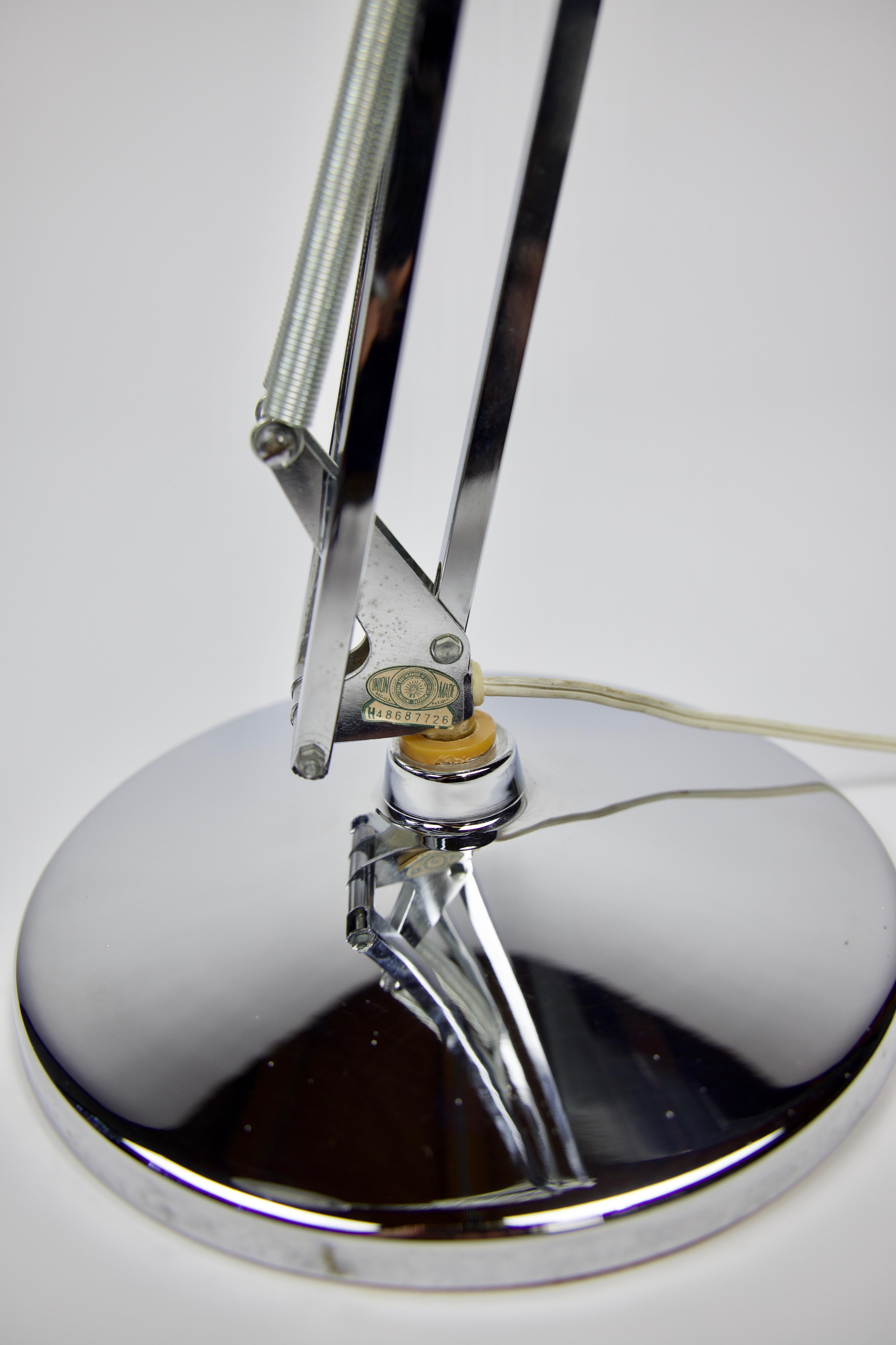American Vintage Chrome 3 Hinged Articulating Industrial Task Light with Chrome Base