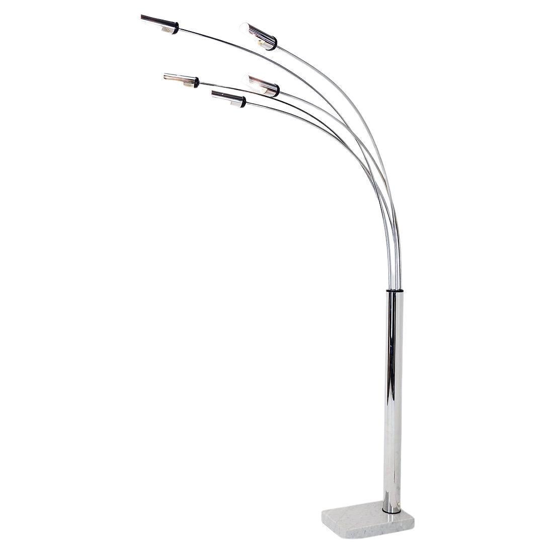 Vintage Chrome 5 arms "Epi" floor lamp attributed to Reggiani - Italy