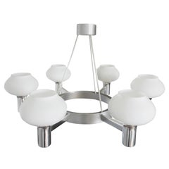 Vintage Chrome 6-Arm Chandelier, 1970s