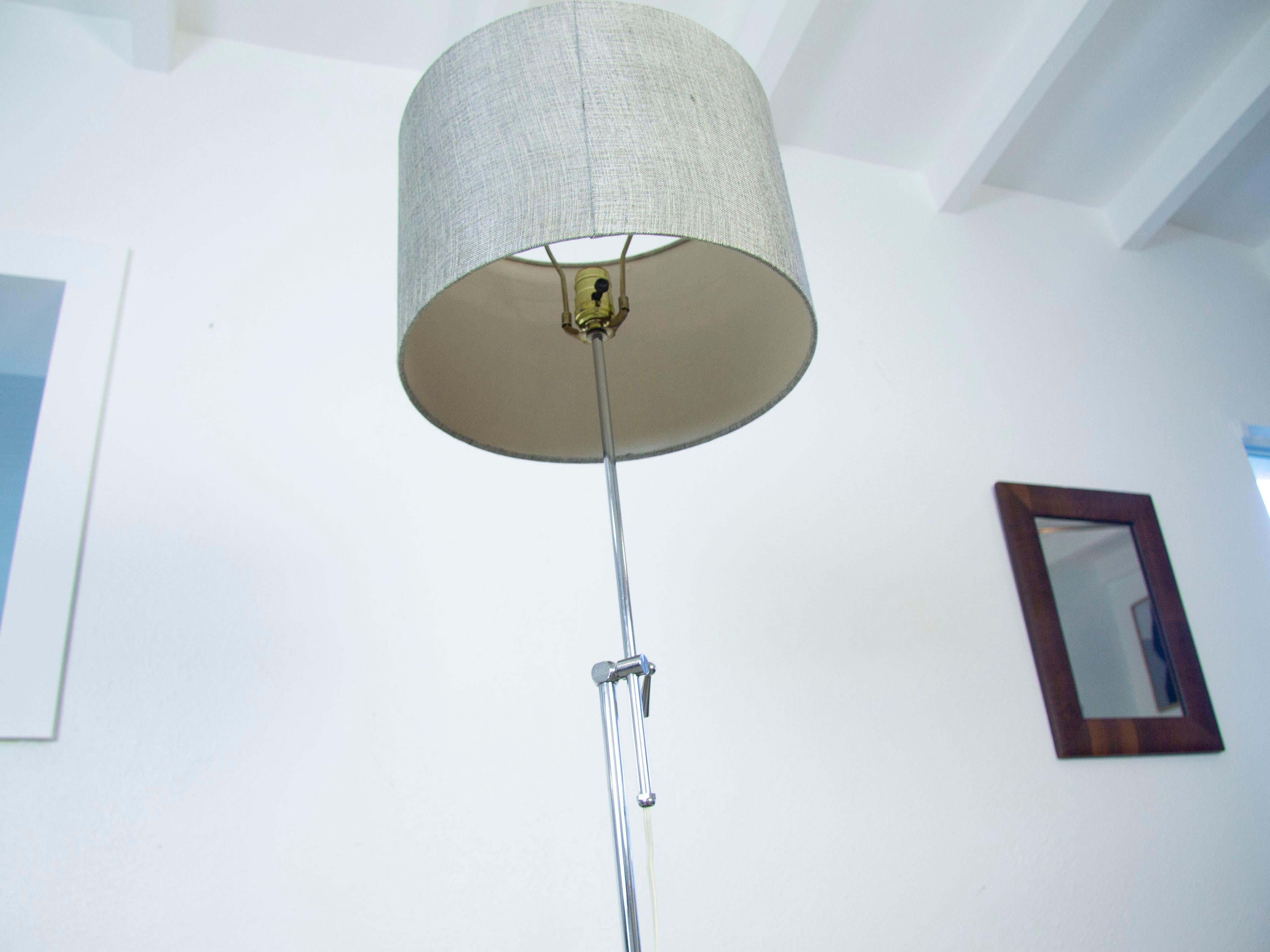 Vintage Chrome Adjustable Height Floor Lamp, Mid-Century Modern 5
