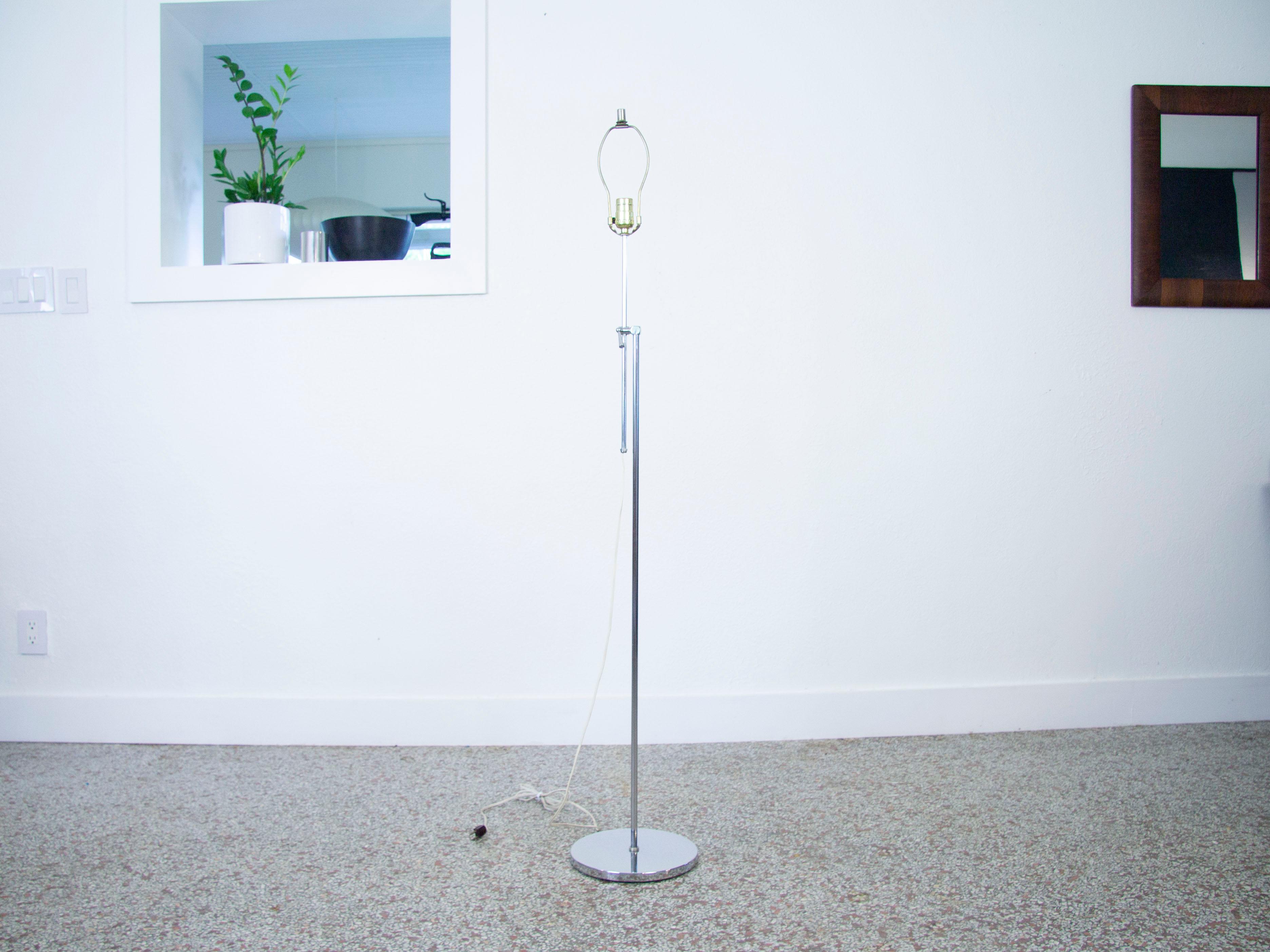 Vintage Chrome Adjustable Height Floor Lamp, Mid-Century Modern 1