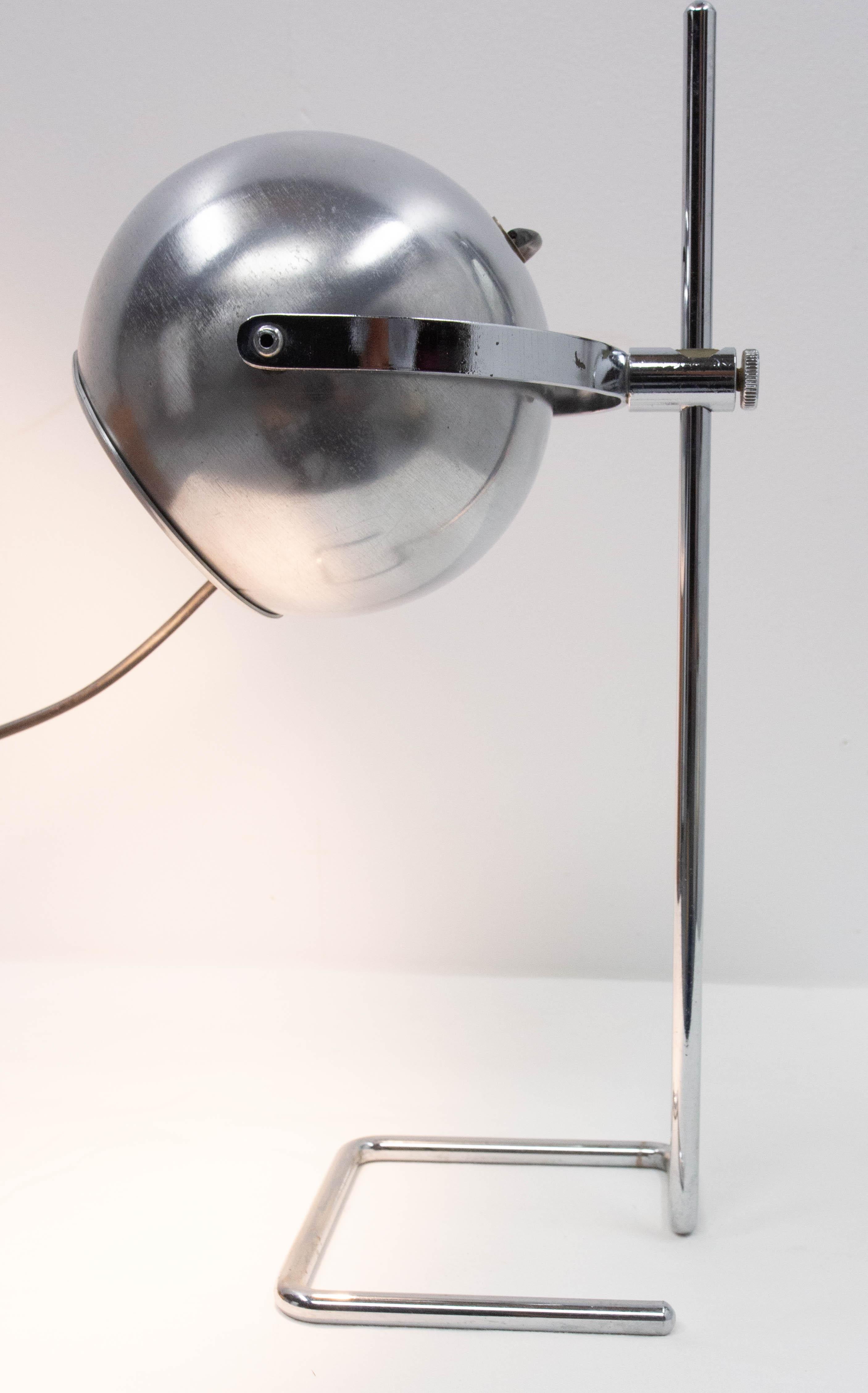 French Vintage Chrome Adjustable Table Lamp, circa 1950 For Sale