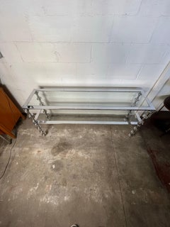 Vintage Chrom und Messing 2 tiered Konsole oder Sofa Tisch