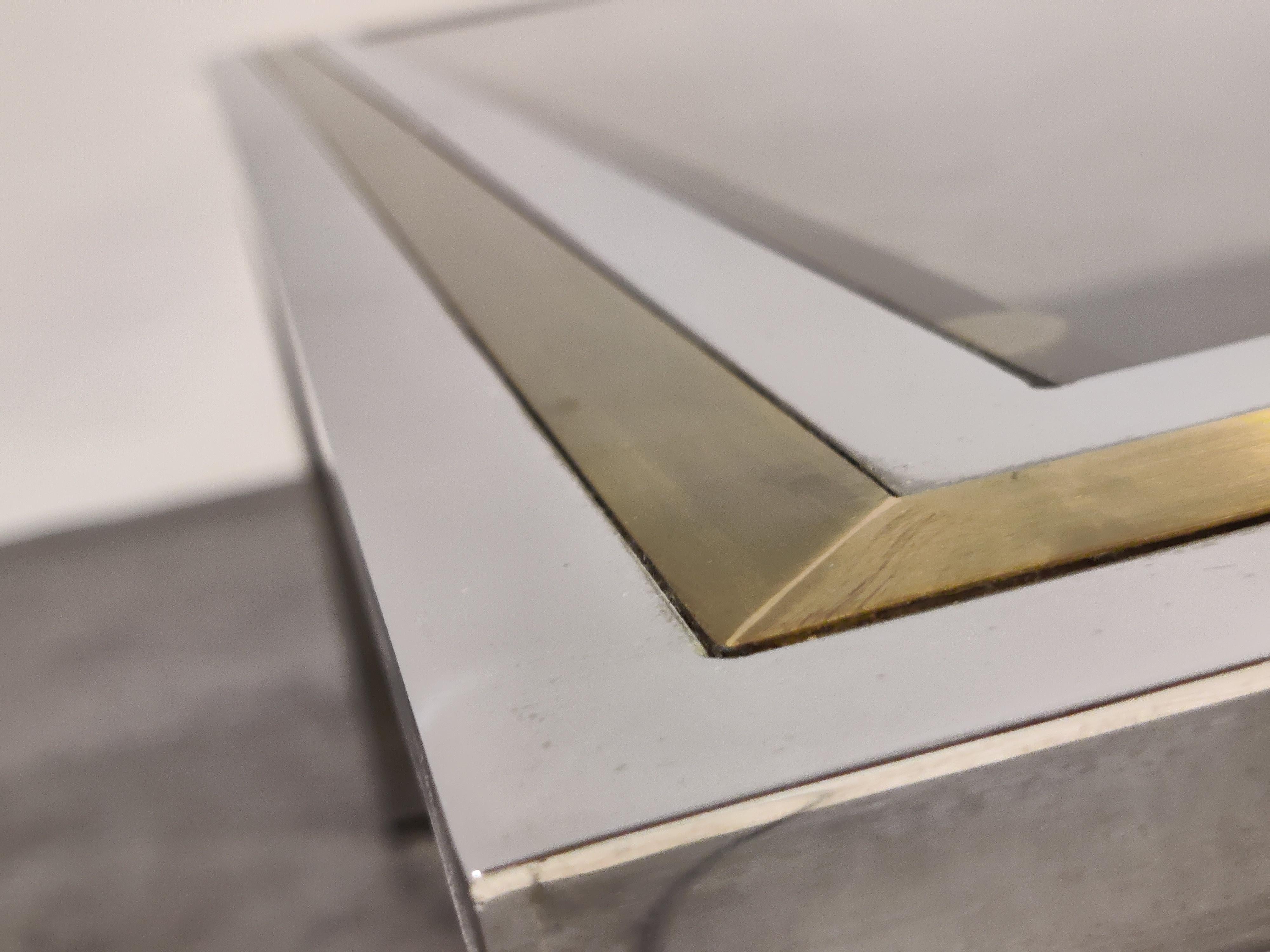 Belgian Vintage Chrome and Brass Coffee Table, 1970s For Sale