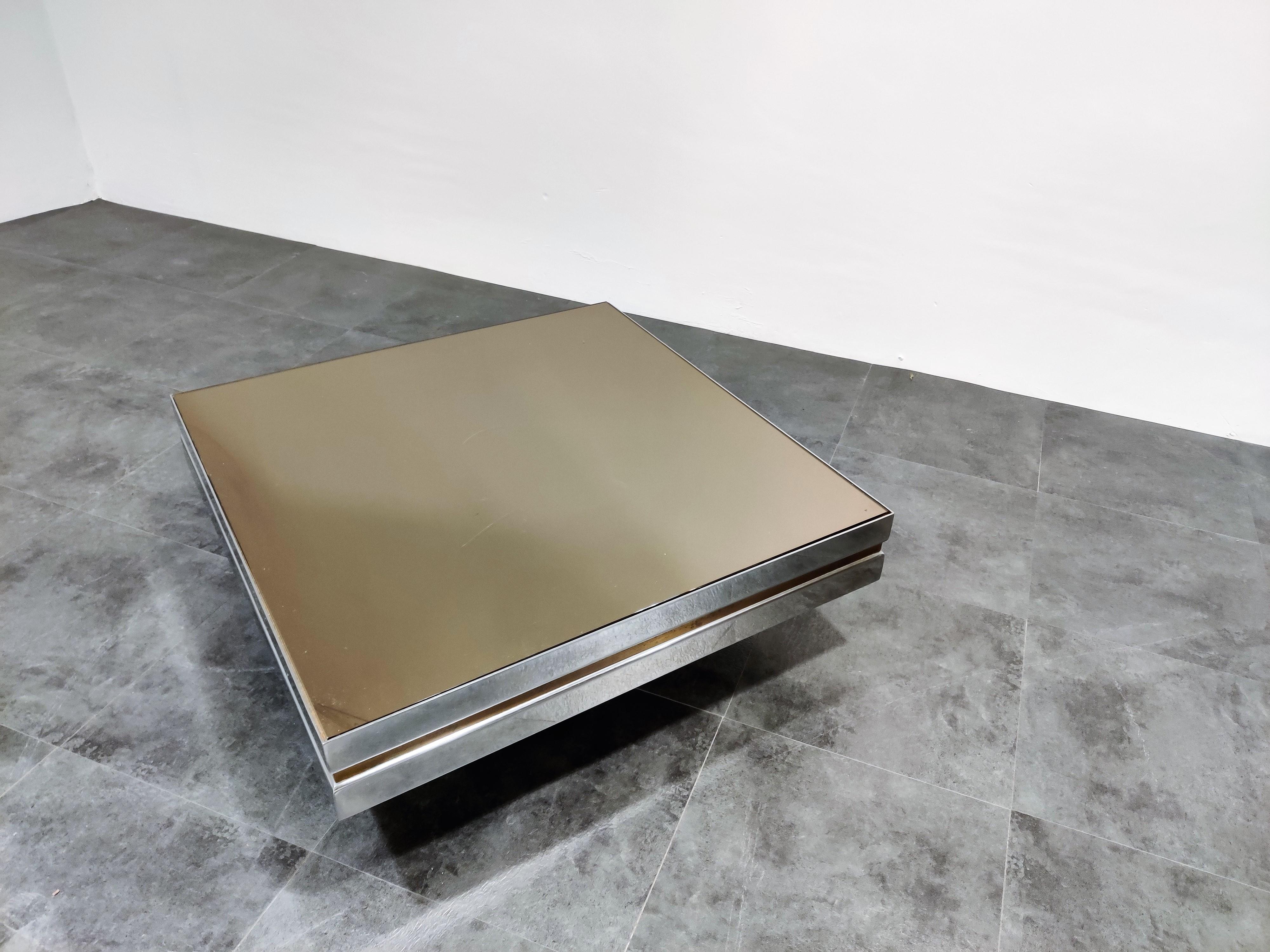 Late 20th Century Vintage Chrome and Brass Coffee Table, 1970s