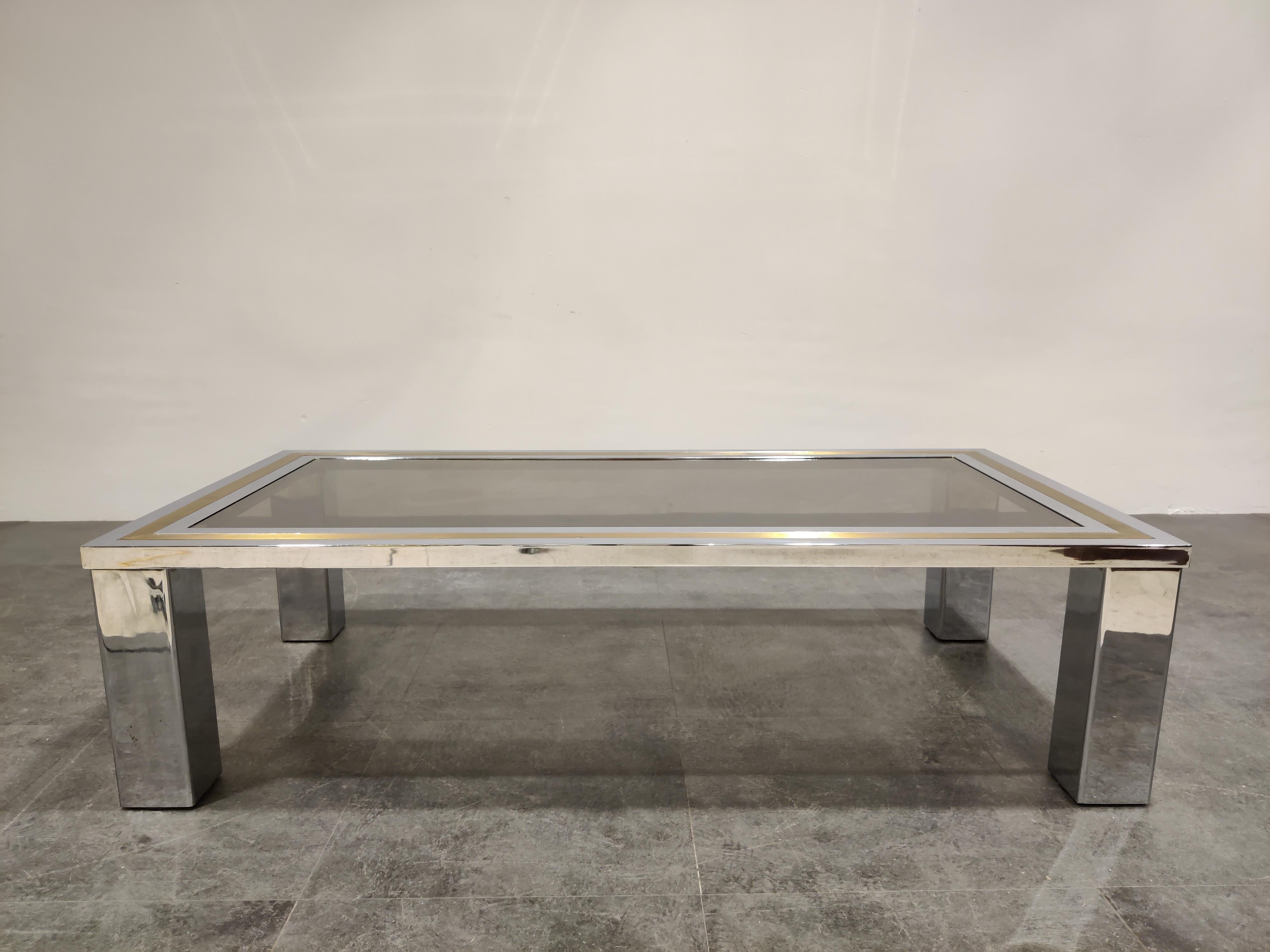 Vintage Chrome and Brass Coffee Table, 1970s In Good Condition For Sale In HEVERLEE, BE