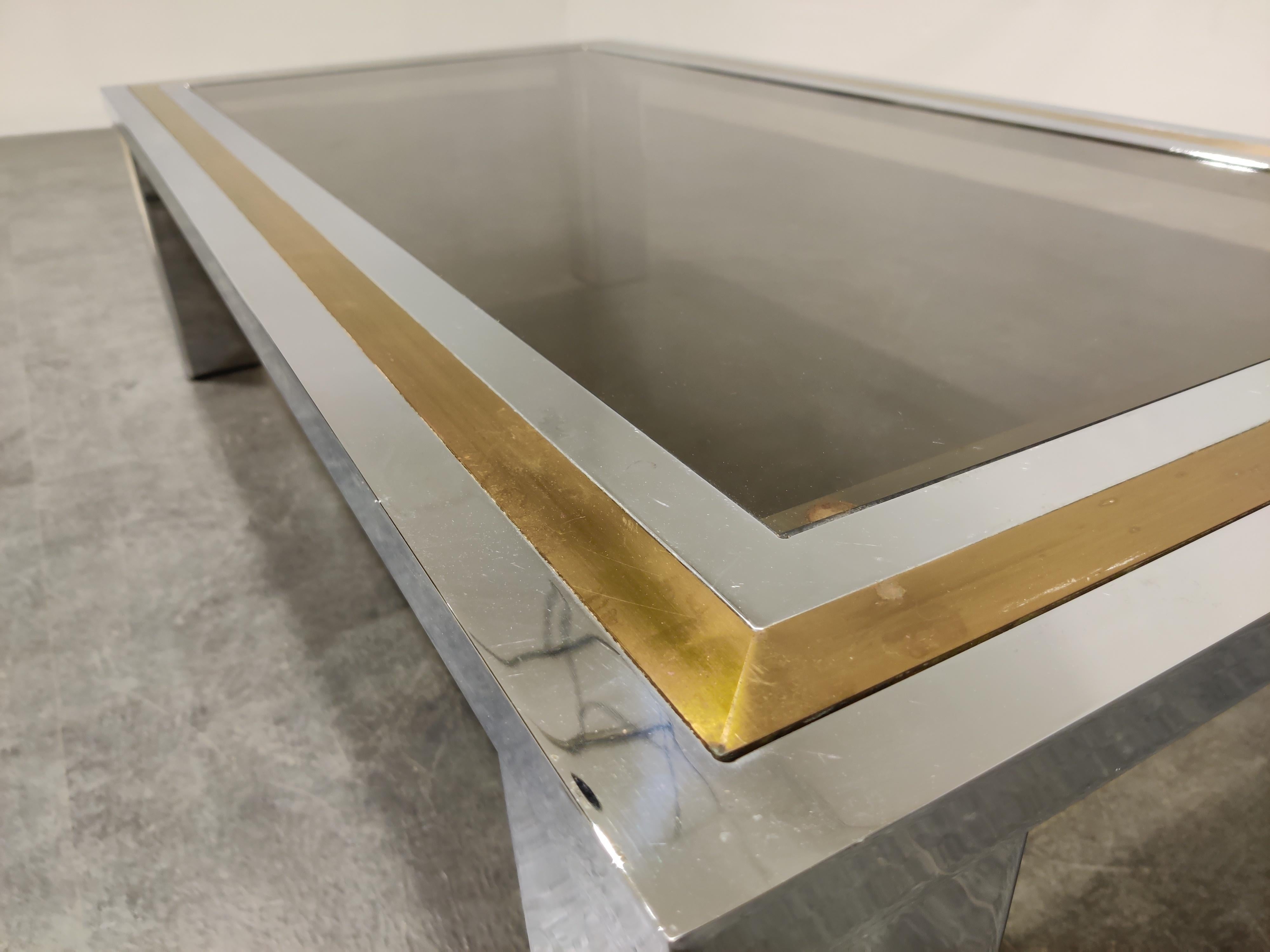 Vintage Chrome and Brass Coffee Table, 1970s In Good Condition For Sale In Leuven, Vlaams Gewest