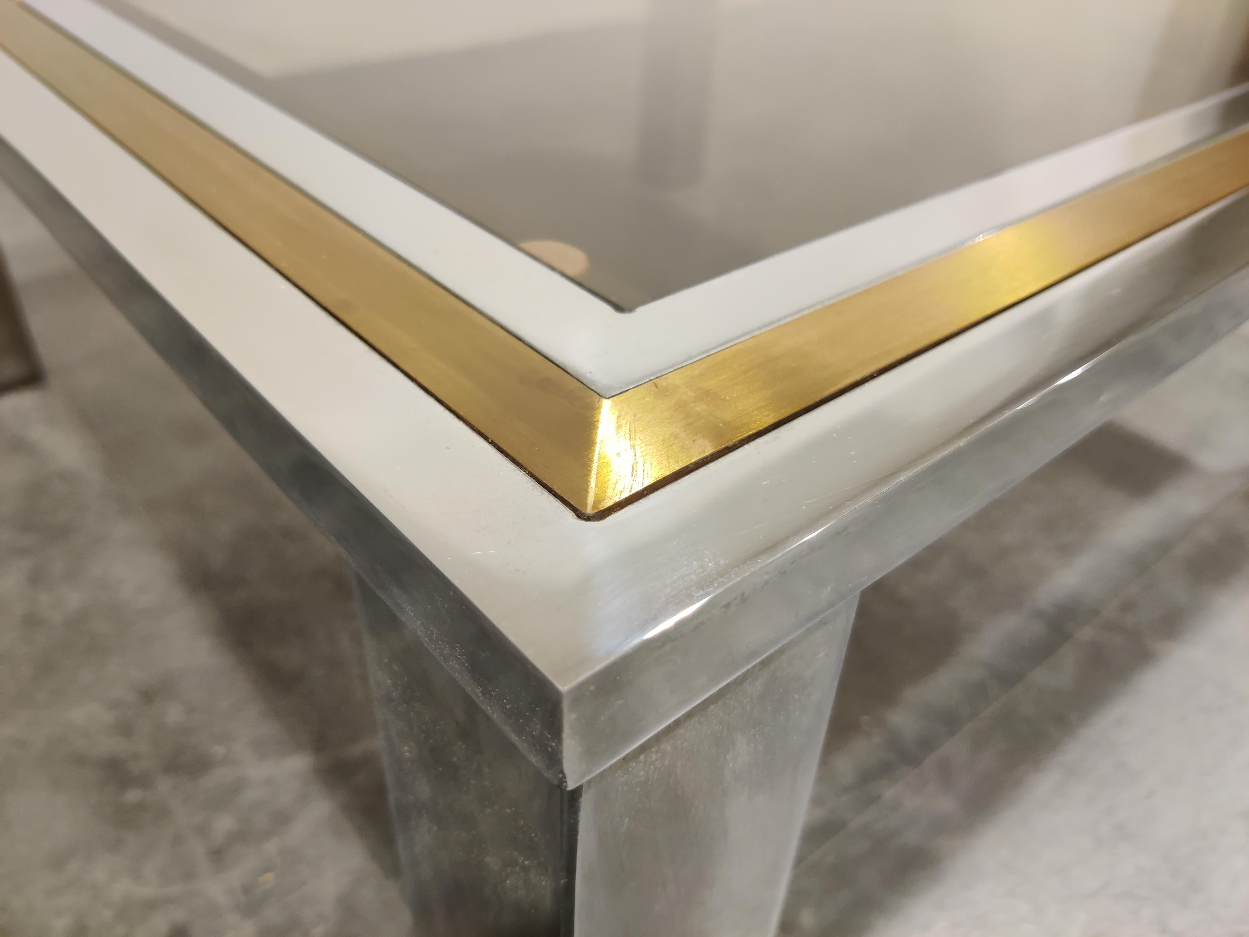 Late 20th Century Vintage Chrome and Brass Coffee Table, 1970s For Sale