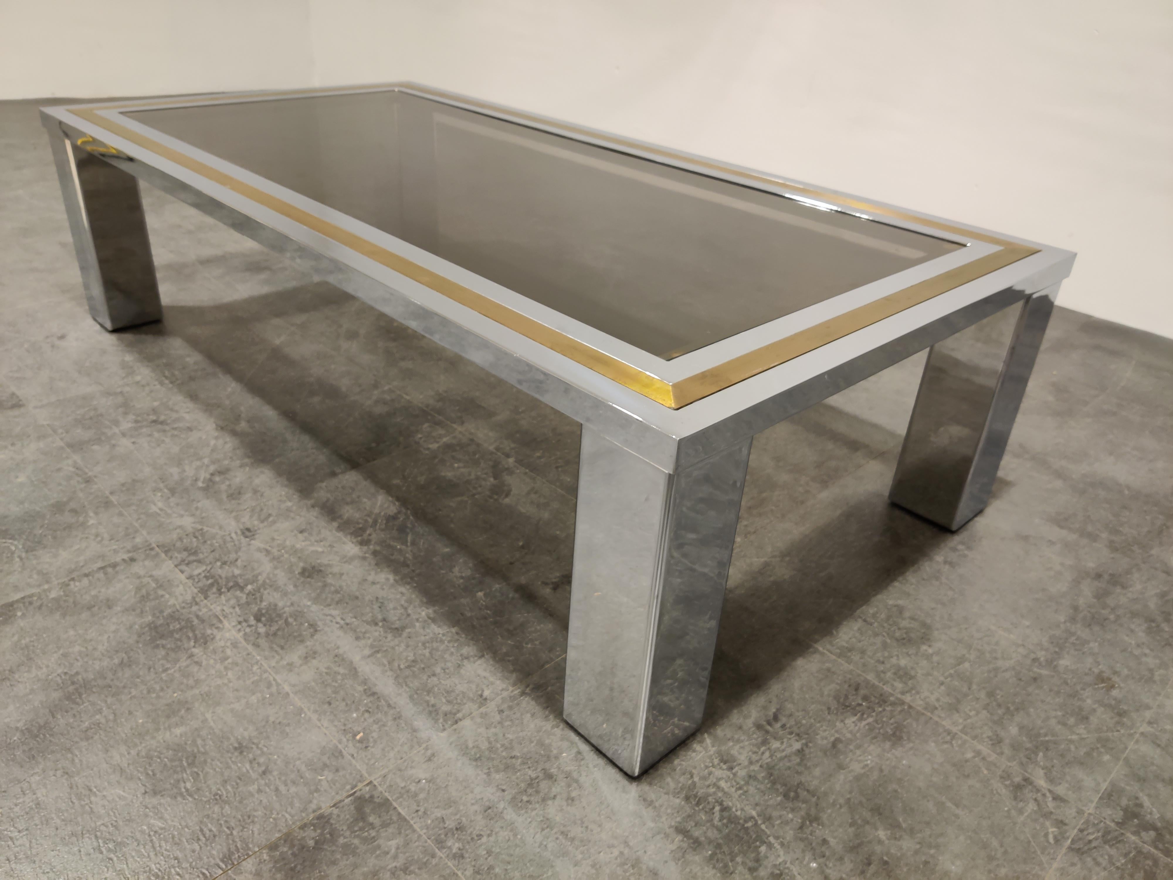 Late 20th Century Vintage Chrome and Brass Coffee Table, 1970s For Sale