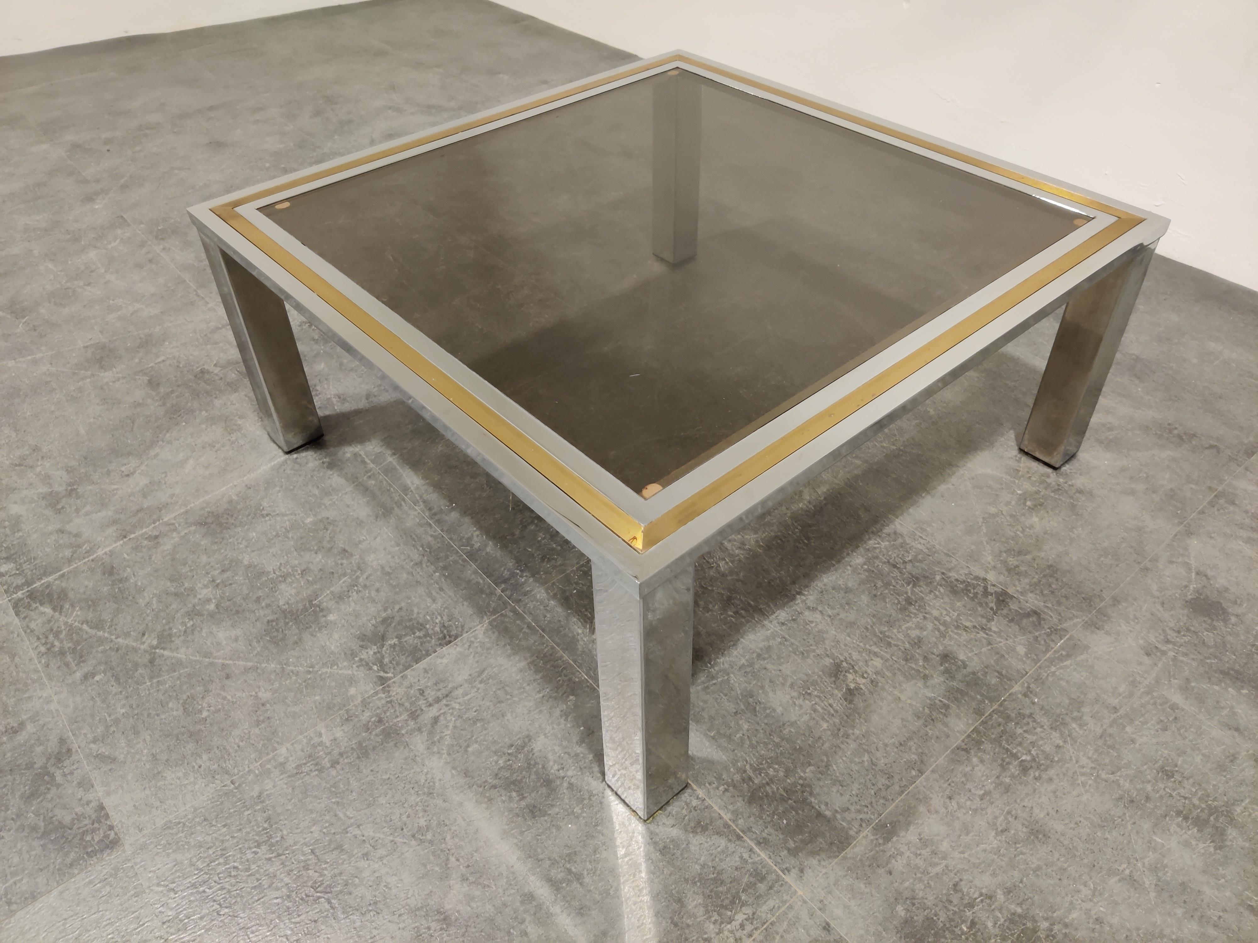 Late 20th Century Vintage Chrome and Brass Coffee Table, 1970s For Sale