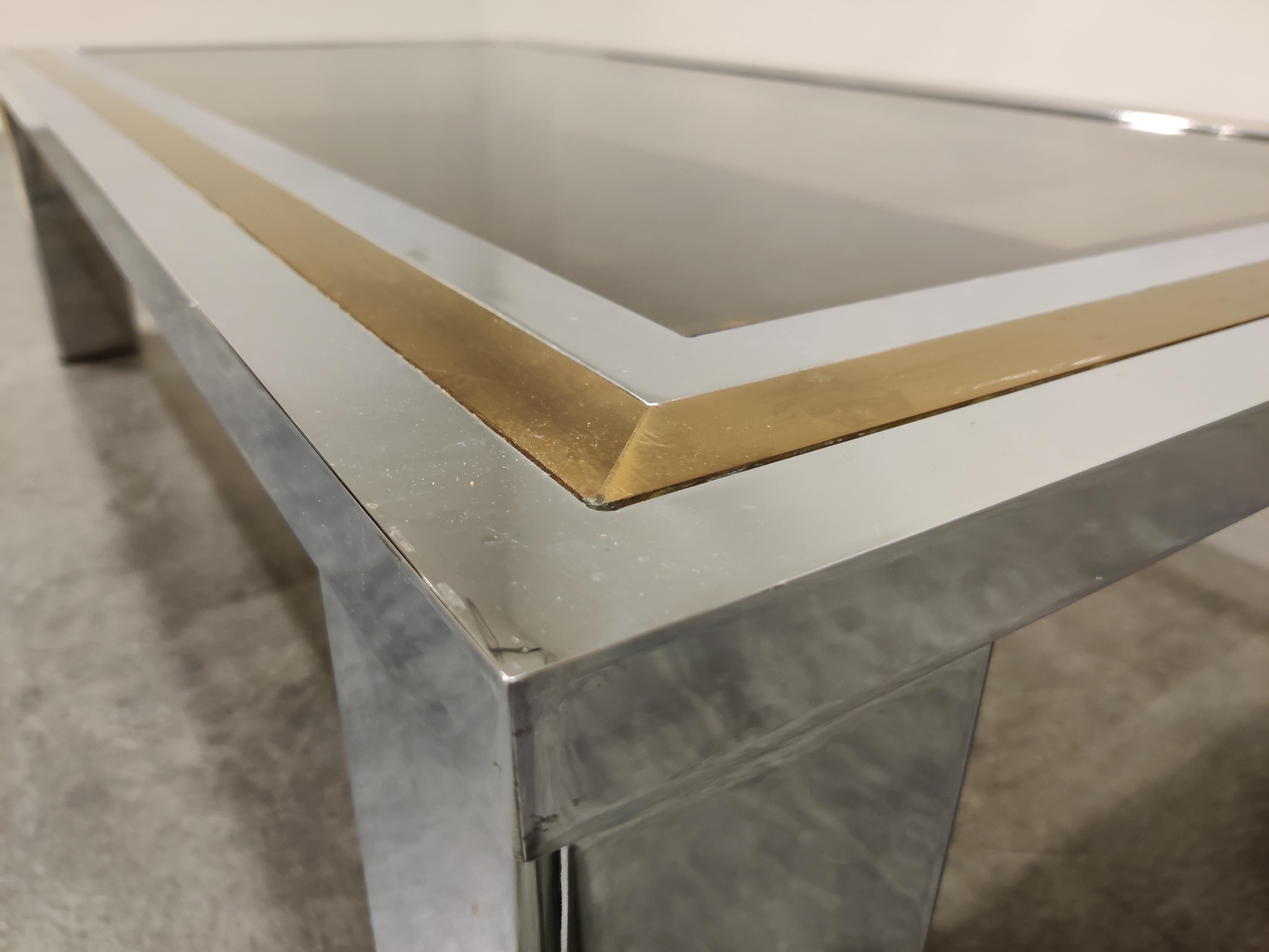 Vintage Chrome and Brass Coffee Table, 1970s For Sale 1