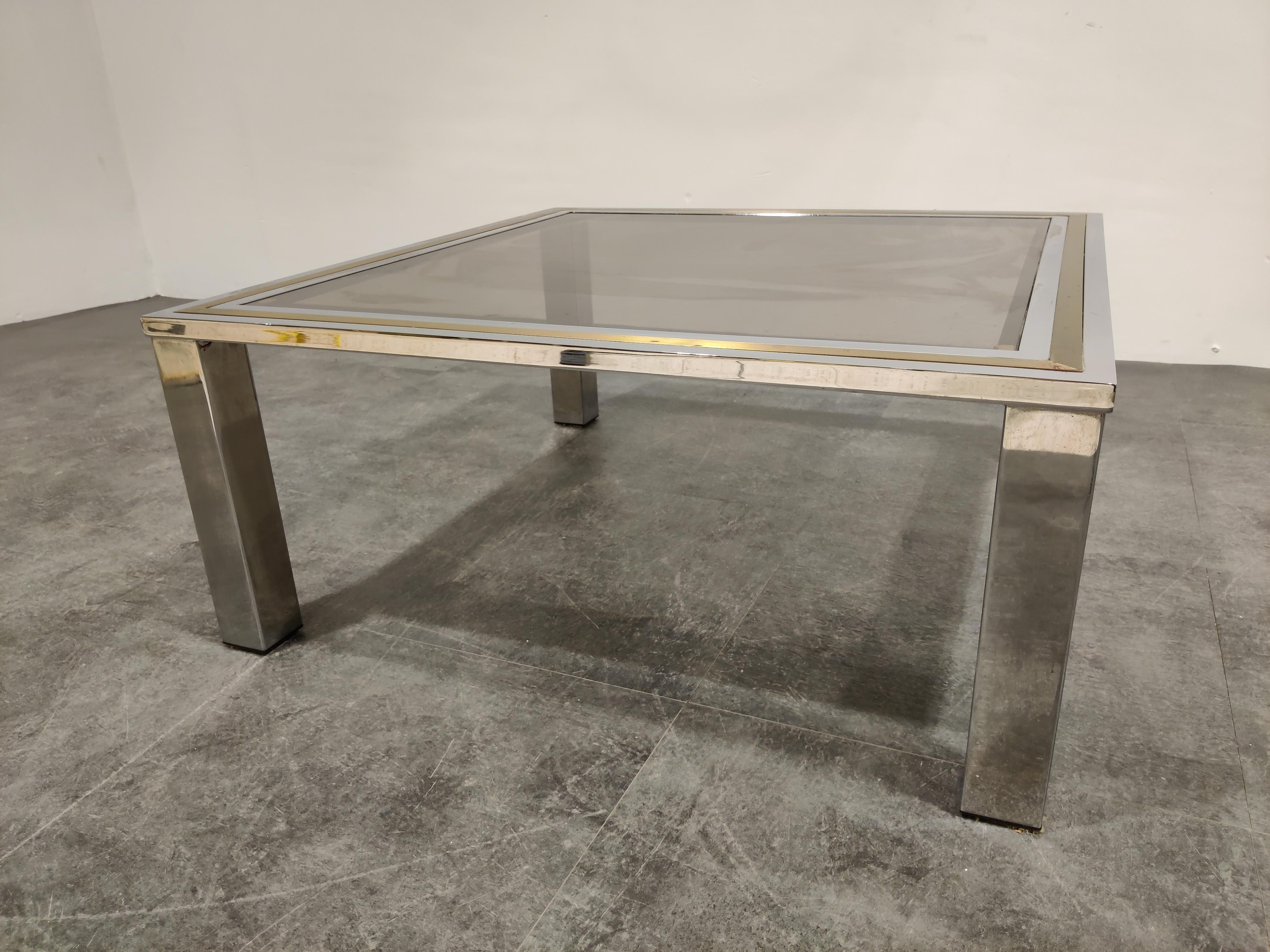 Vintage Chrome and Brass Coffee Table, 1970s For Sale 1