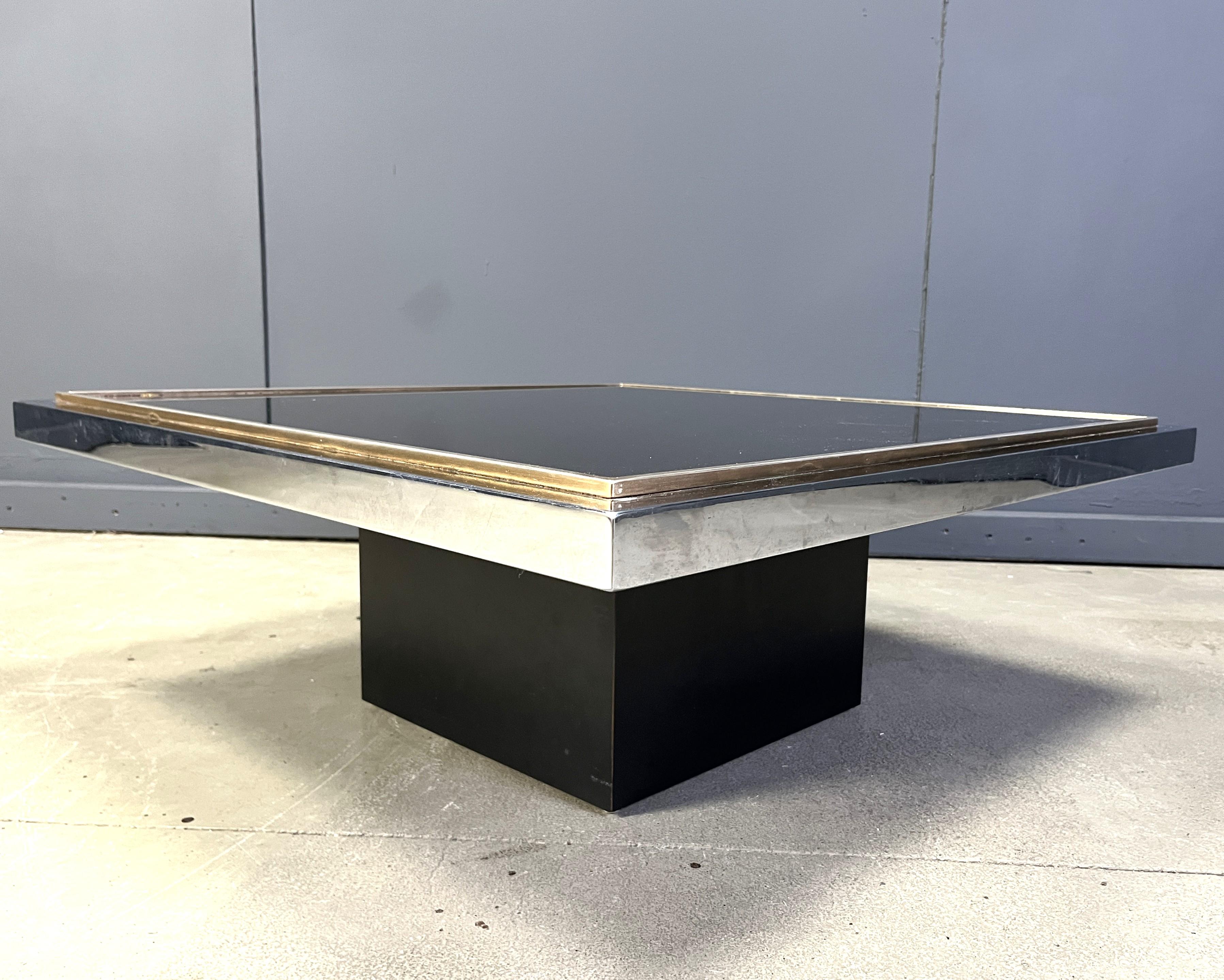 Laiton Table basse vintage en chrome et laiton, 1970 en vente