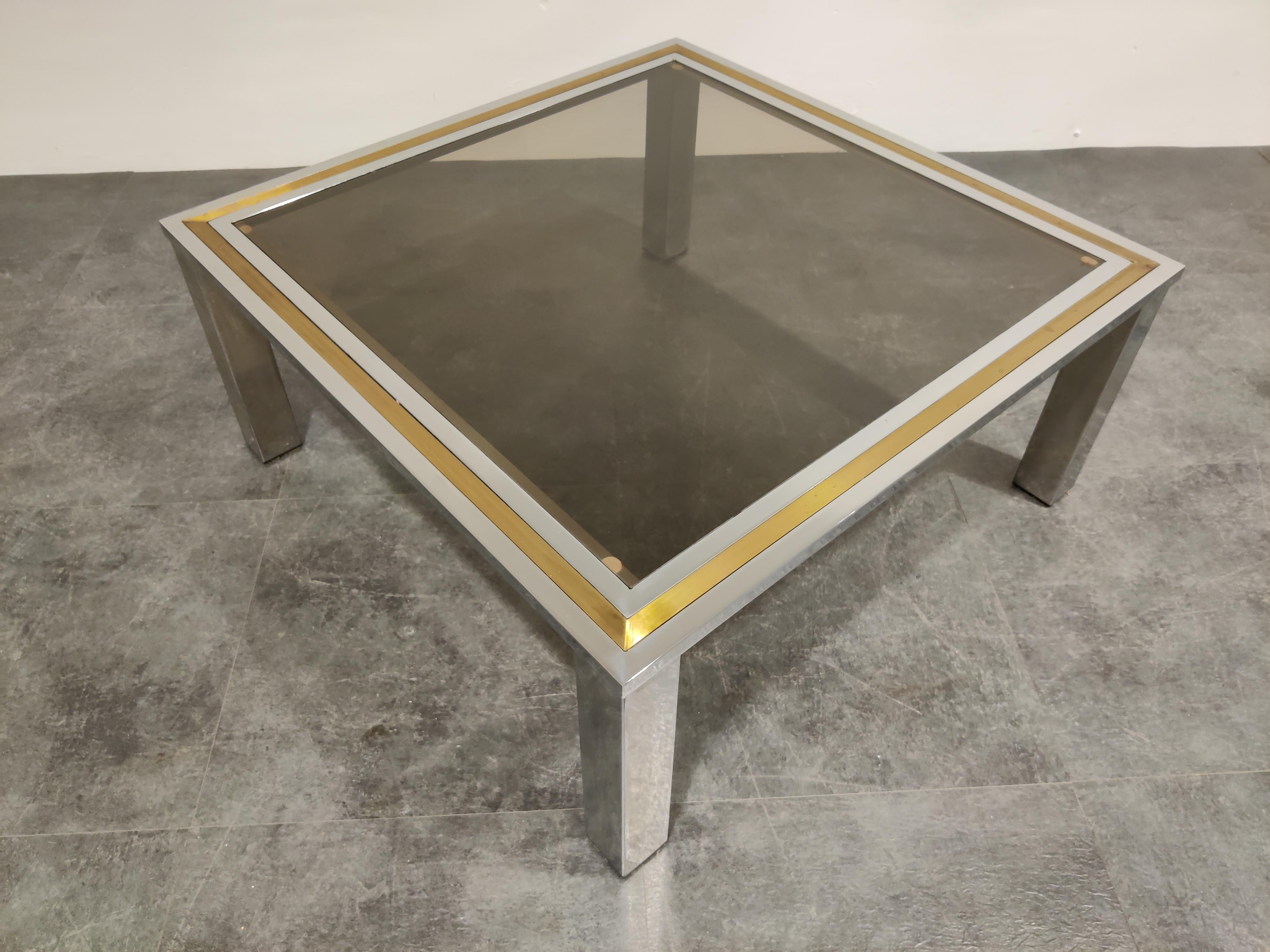 Vintage Chrome and Brass Coffee Table, 1970s For Sale 2