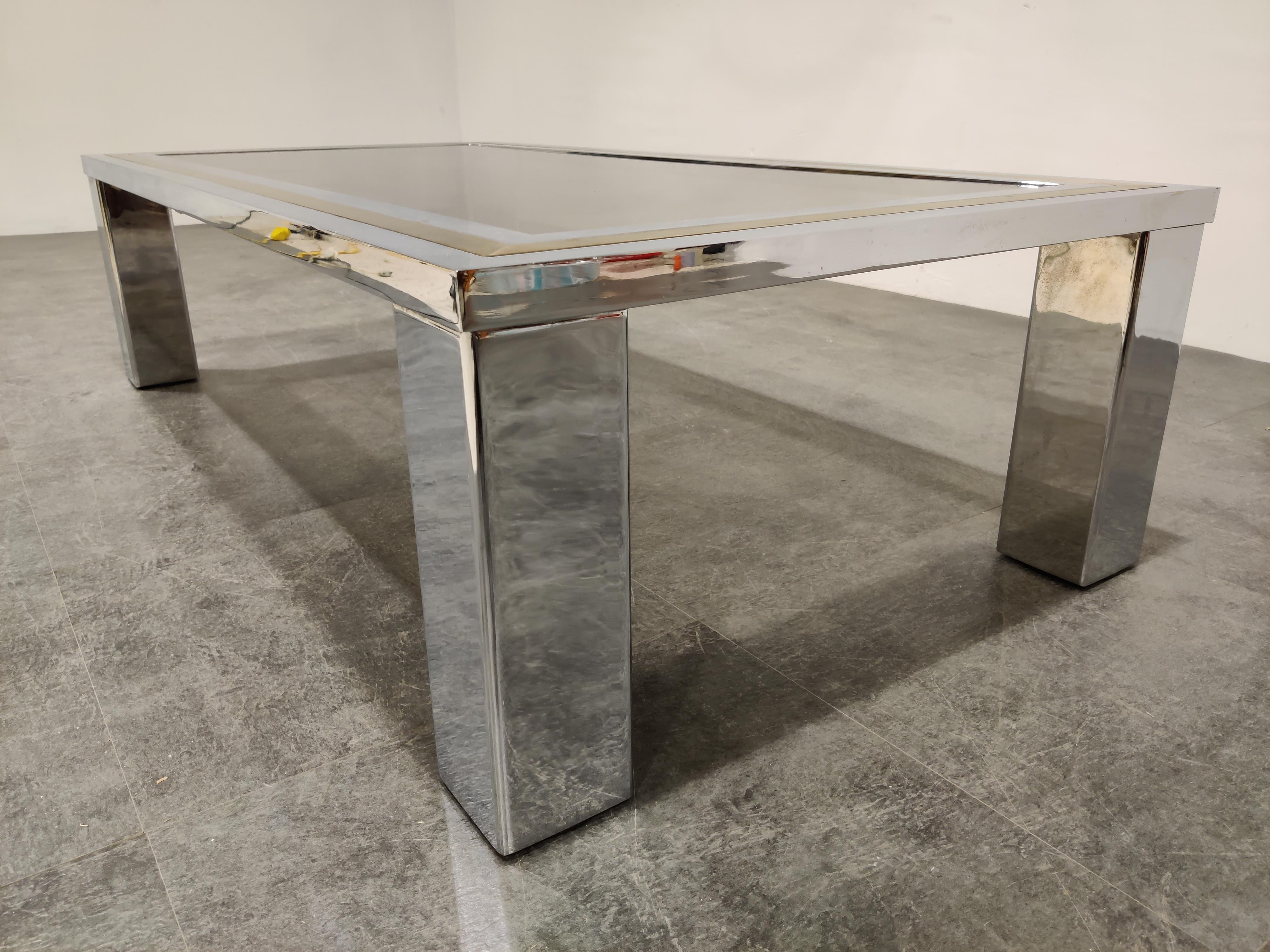 Vintage Chrome and Brass Coffee Table, 1970s For Sale 2
