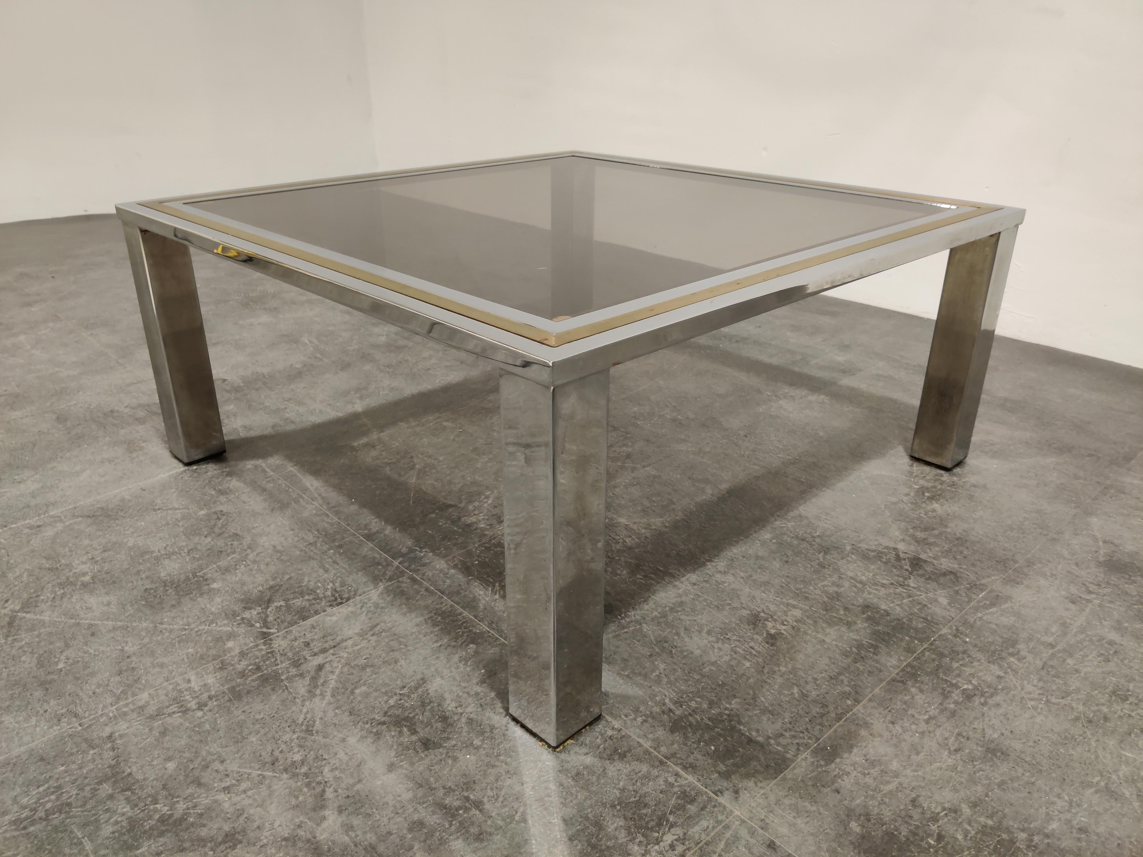 Vintage Chrome and Brass Coffee Table, 1970s For Sale 2