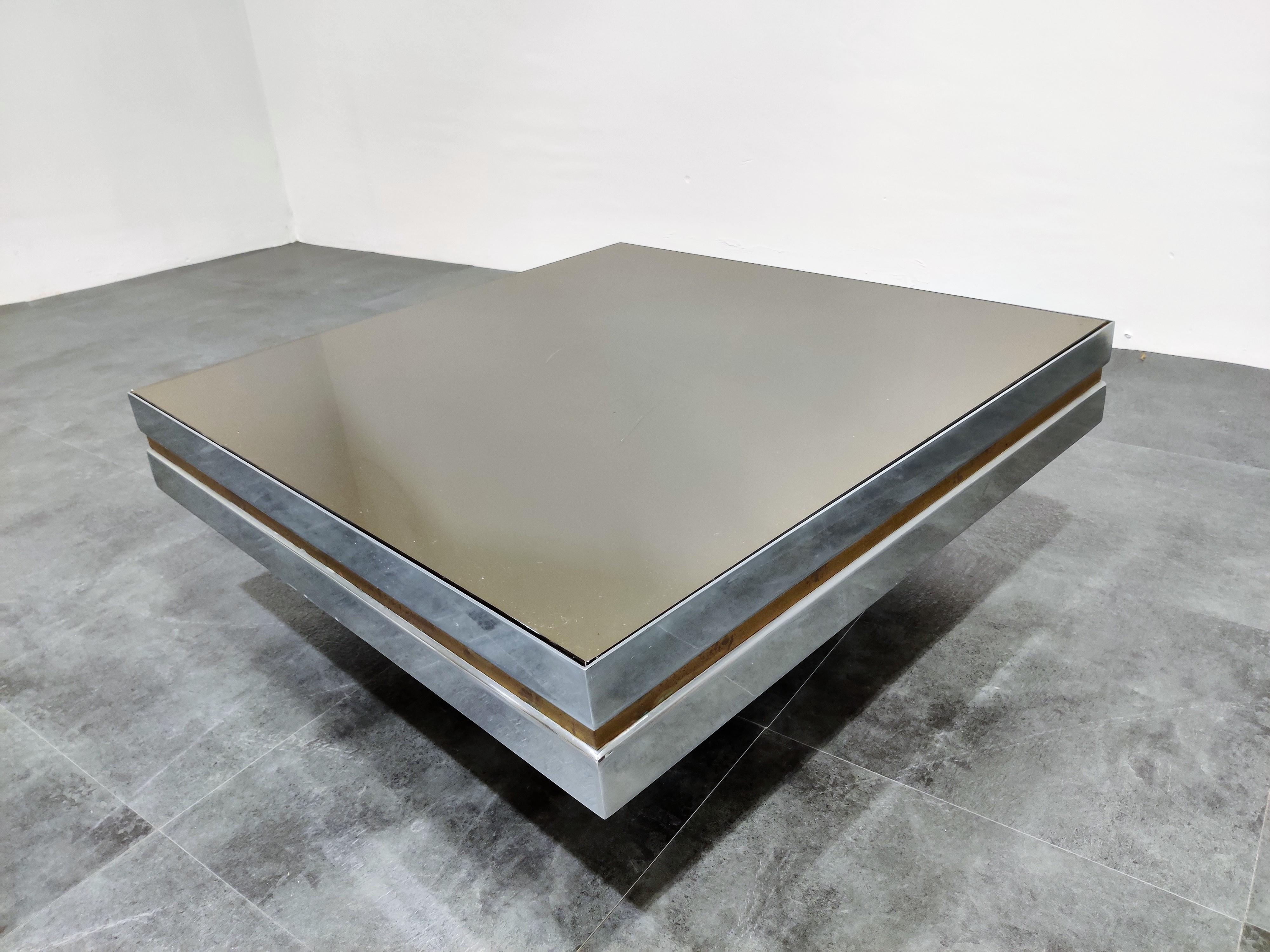 Vintage Chrome and Brass Coffee Table, 1970s 3