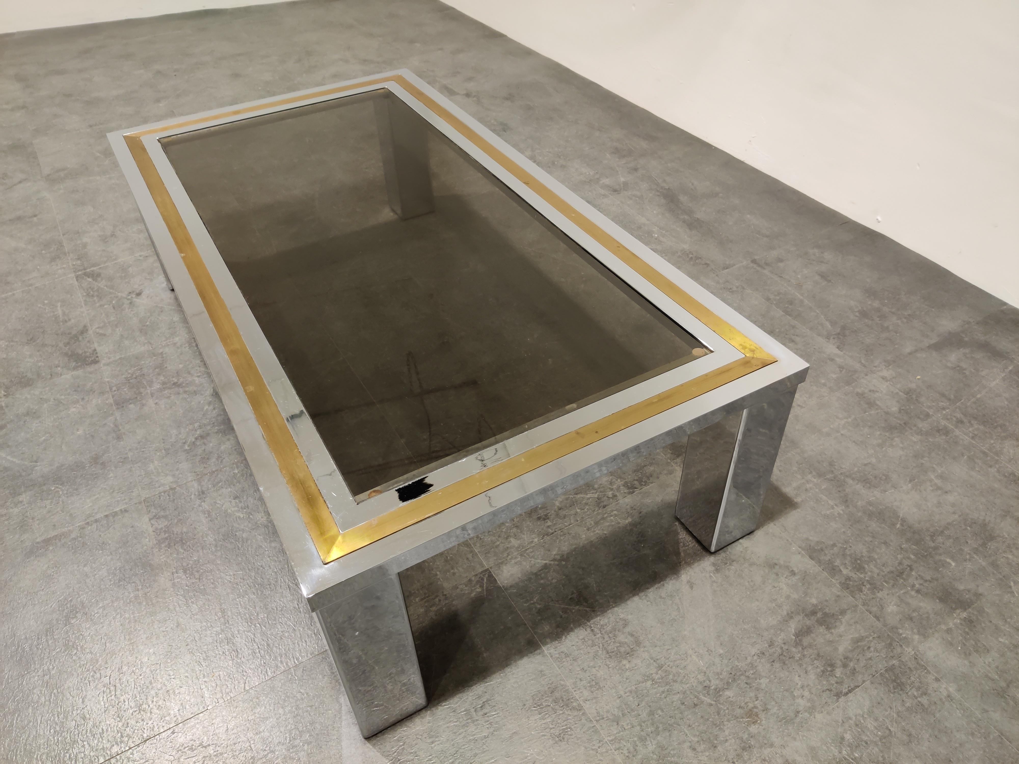 Vintage Chrome and Brass Coffee Table, 1970s For Sale 3