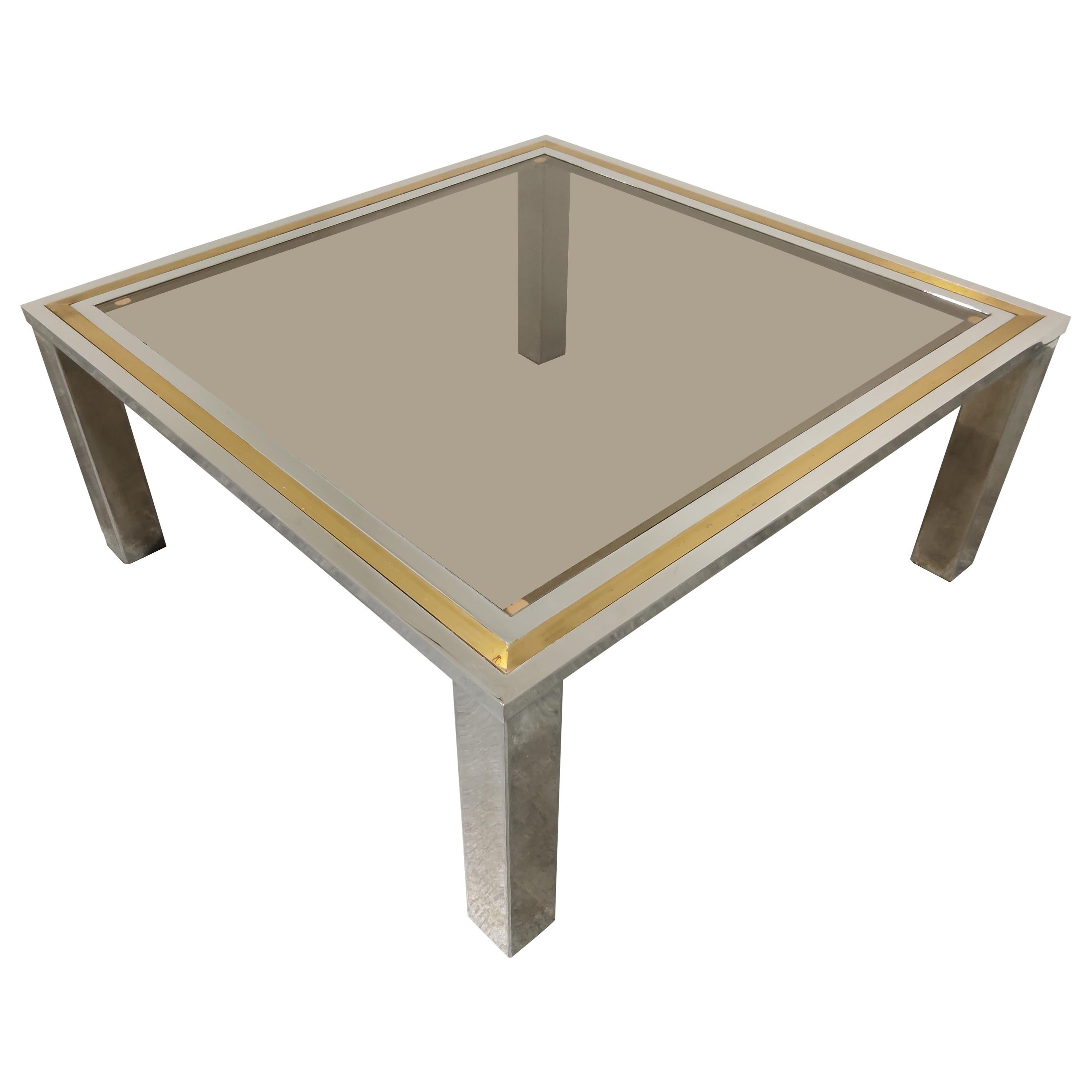 Vintage Chrome and Brass Coffee Table, 1970s For Sale