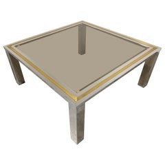 Retro Chrome and Brass Coffee Table, 1970s