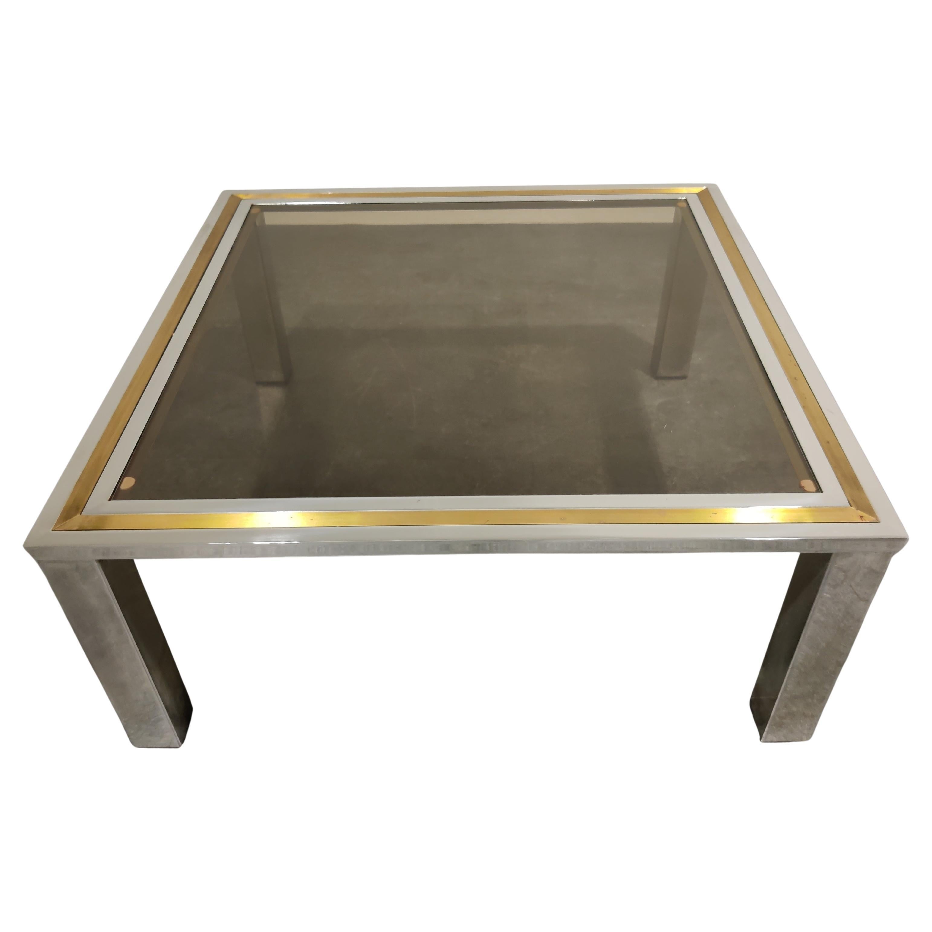 Vintage Chrome and Brass Coffee Table, 1970s
