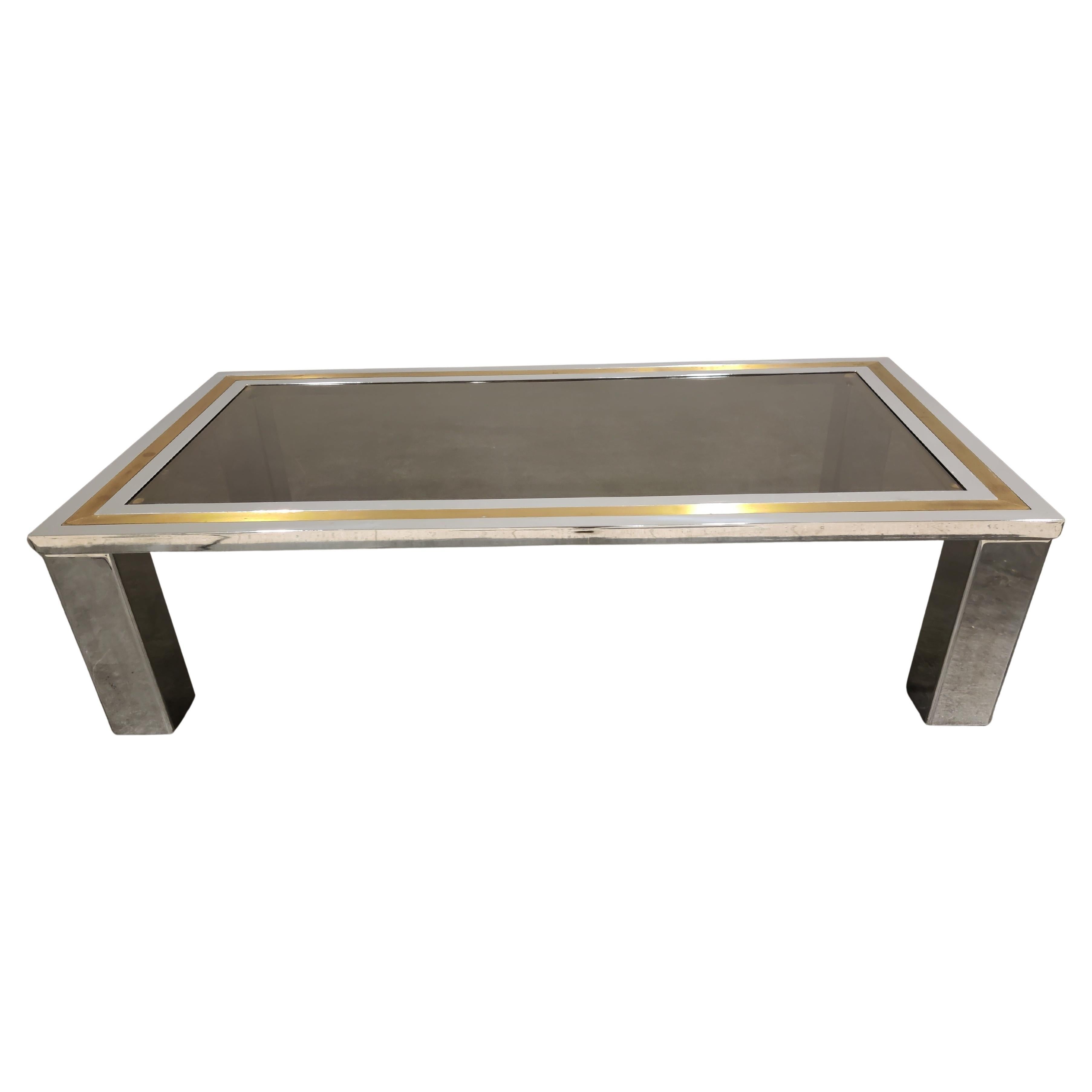 Vintage Chrome and Brass Coffee Table, 1970s For Sale