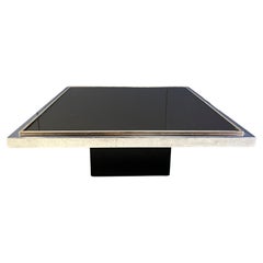 Table basse vintage en chrome et laiton, 1970