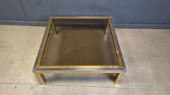 Vintage chrome and brass coffee table in the manner of Romeo Rega, 1970s