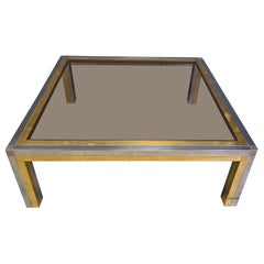 Vintage chrome and brass coffee table in the manner of Romeo Rega, 1970s