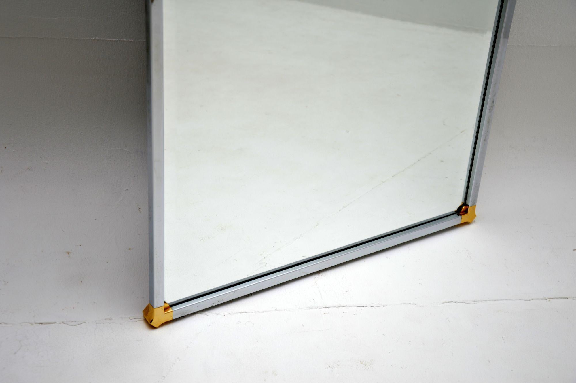 Vintage Chrome and Brass Console Table with Mirror In Good Condition For Sale In London, GB