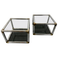 Vintage Chrom und Messing Cube End Tables