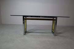 Vintage-Esstisch aus Chrom und Messing von Zevi, Italien, 1970er Jahre