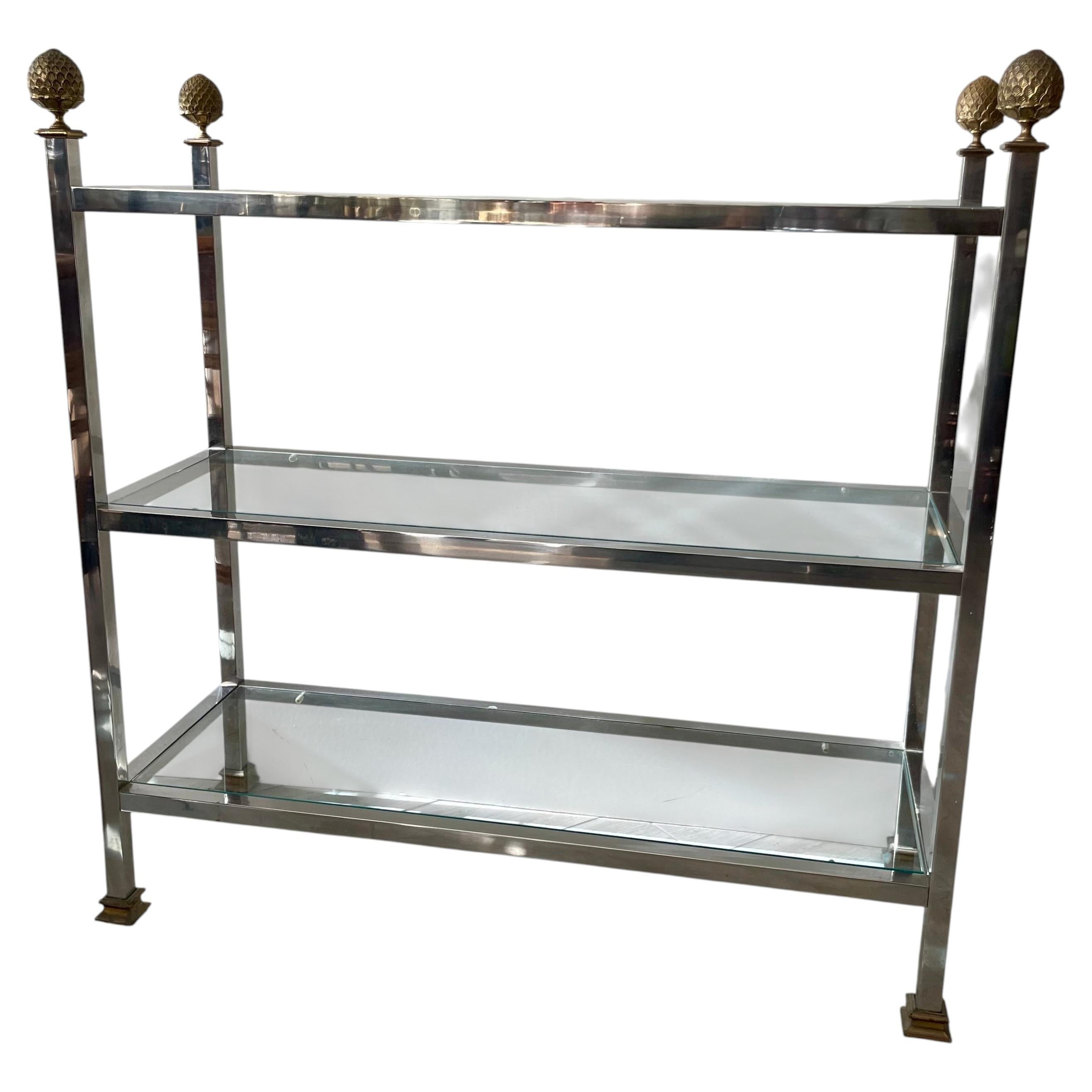 Vintage Chrome and Brass Etagere by Maison Jansen, Italy, 1970s