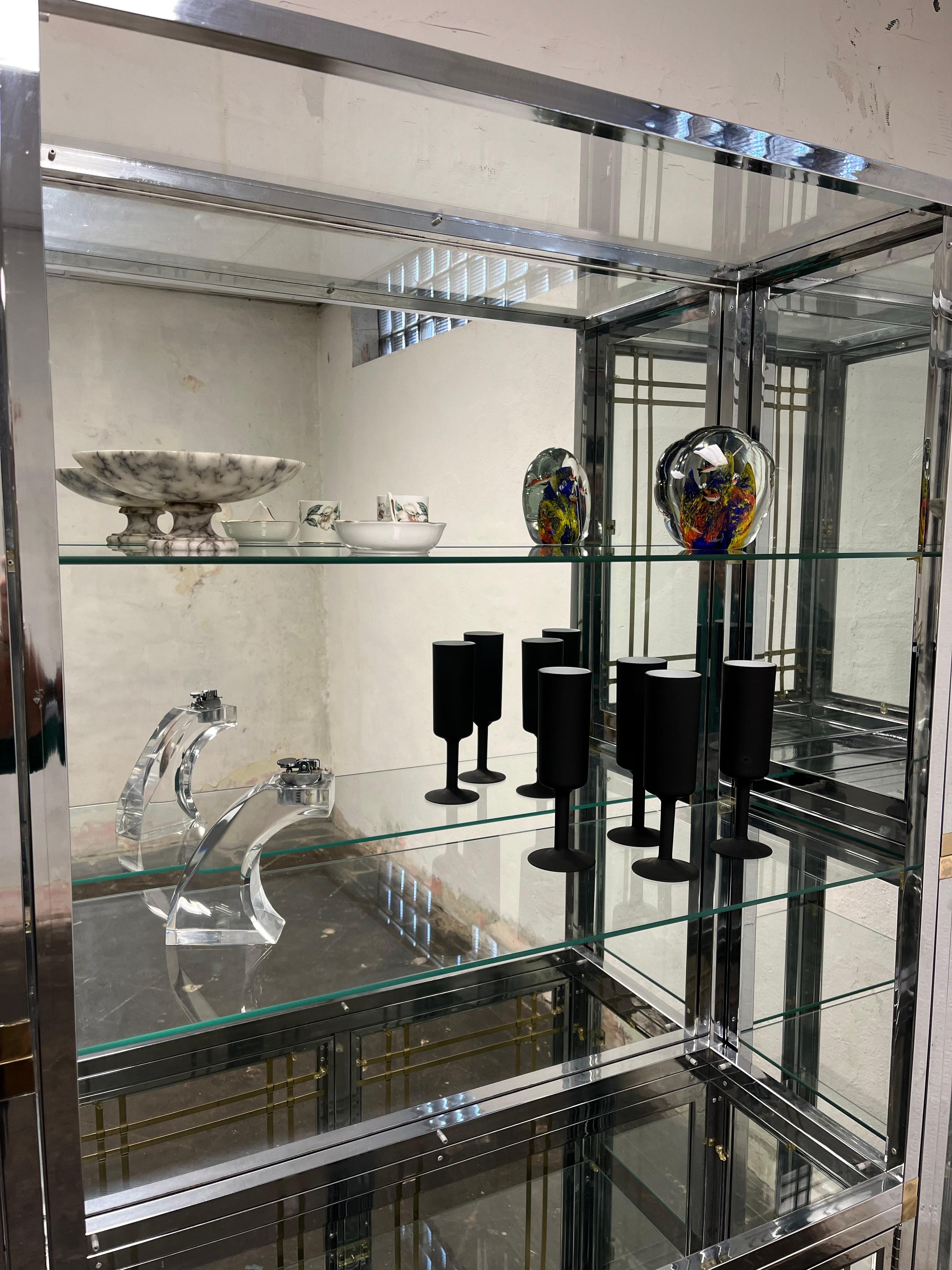 Vintage Modular Chrome and Brass Modular Display Case For Sale 6
