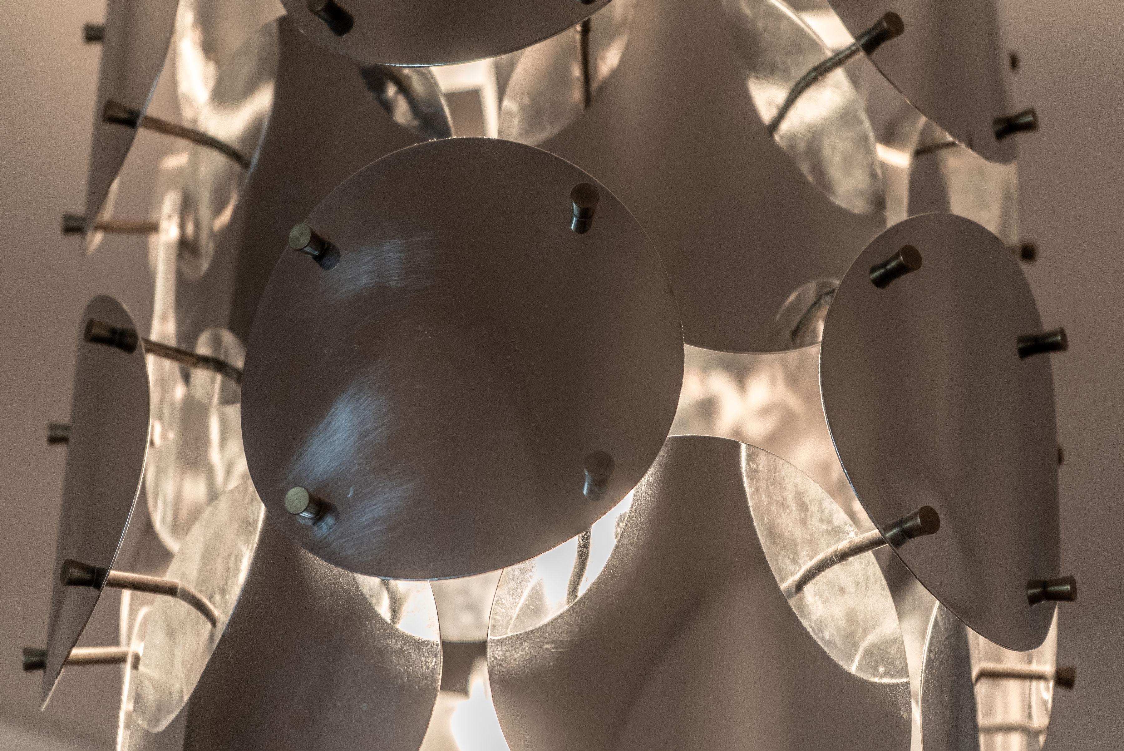 Italian Vintage Chrome and Brass Pendant For Sale