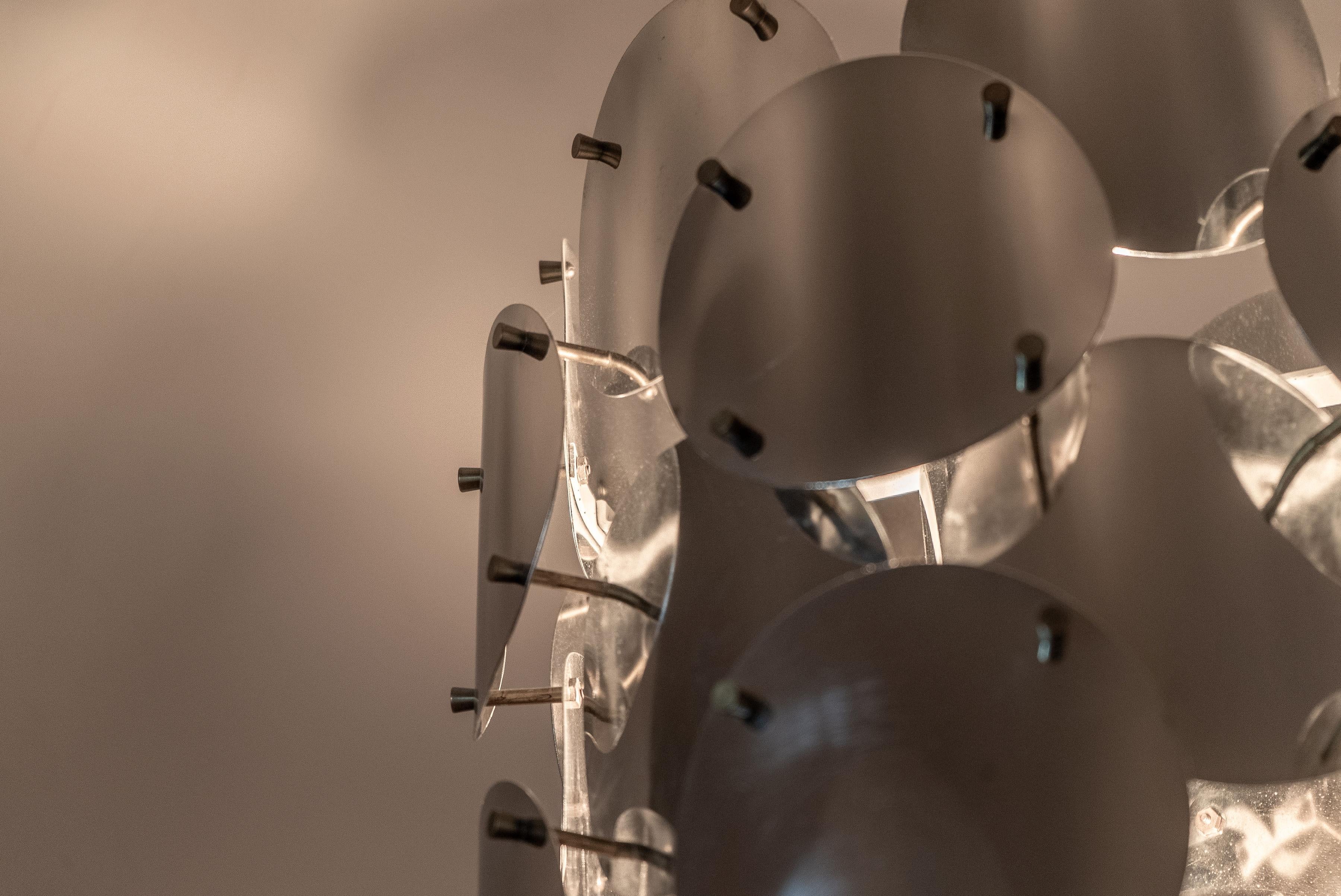 Vintage Chrome and Brass Pendant In Good Condition For Sale In Chicago, US